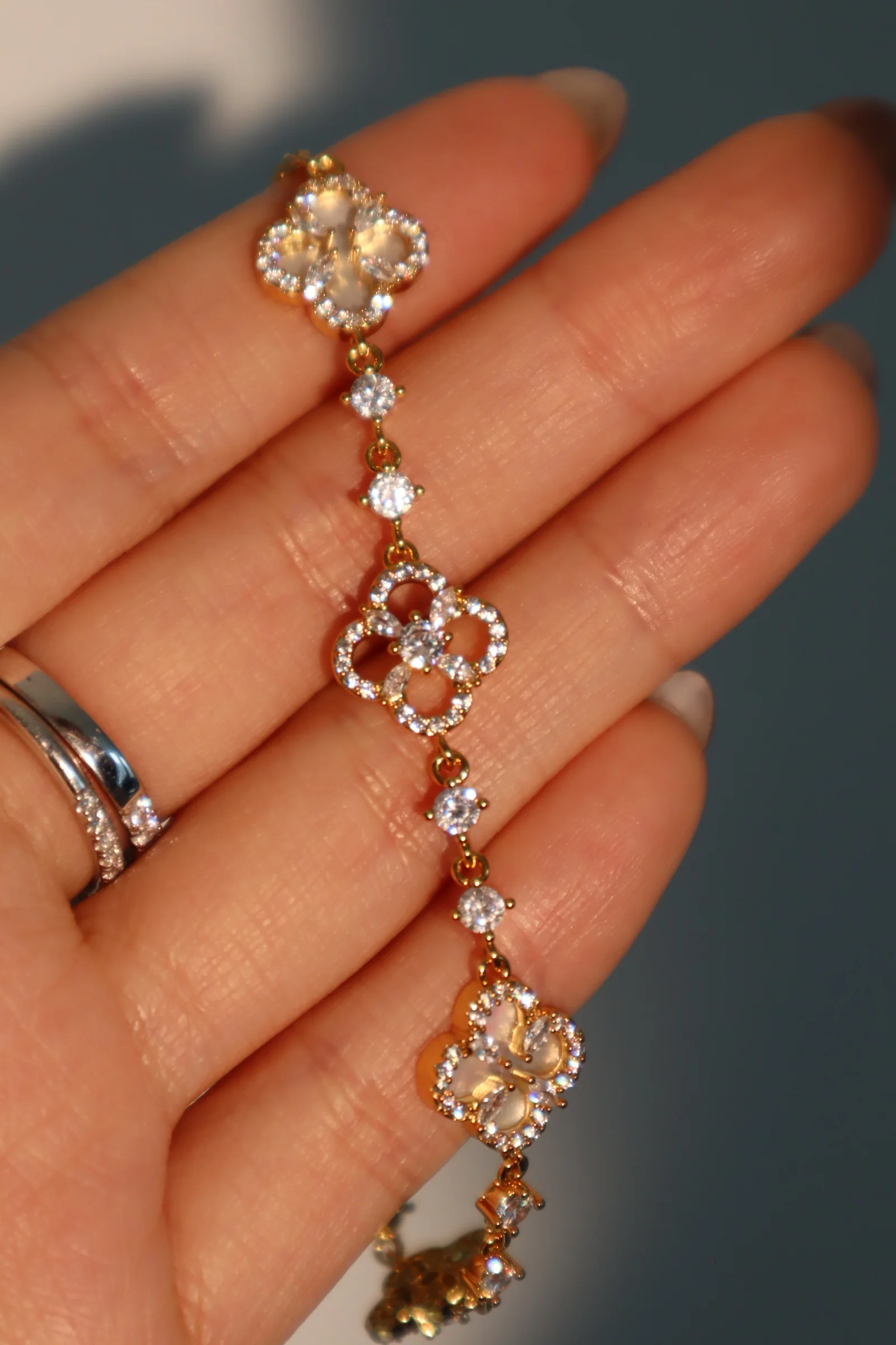 14K Real Gold Plated Lucky Leaf Shell Pearls Bracelet - Image 5