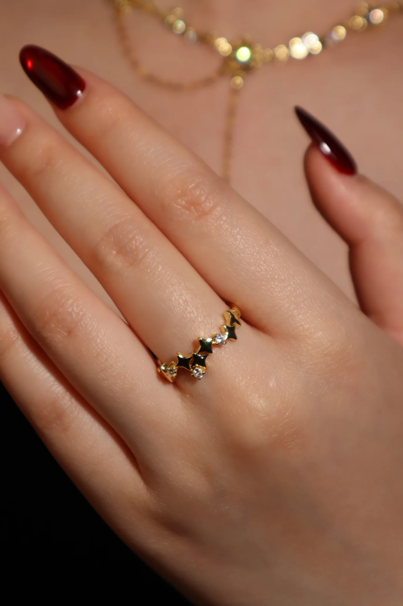 14K Real Gold Plated Multi Diamond Star Ring - Image 3