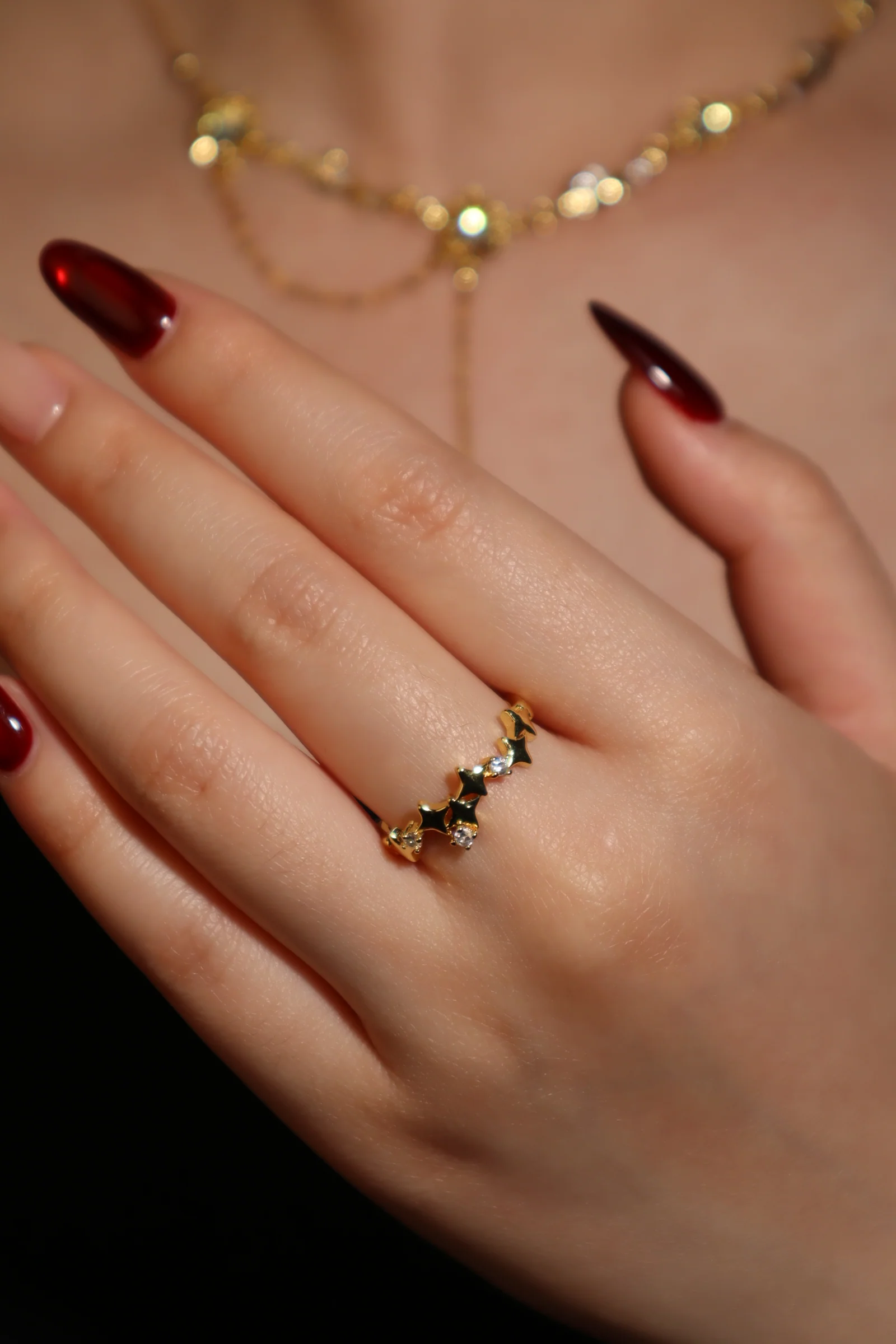 14K Real Gold Plated Multi Diamond Star Ring - Image 4