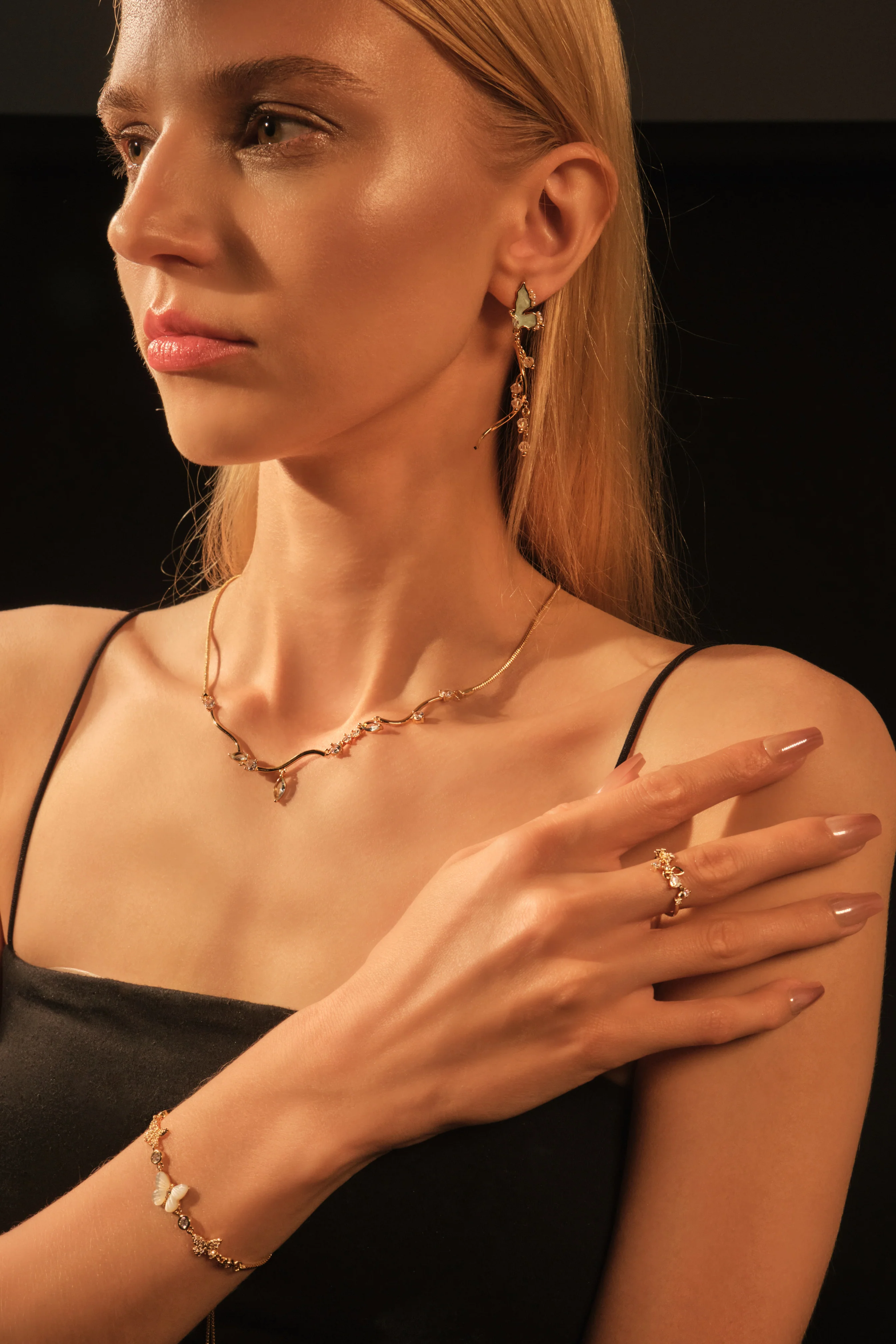 18K Real Gold Plated Blue Gem Diamonds Necklace - Image 14