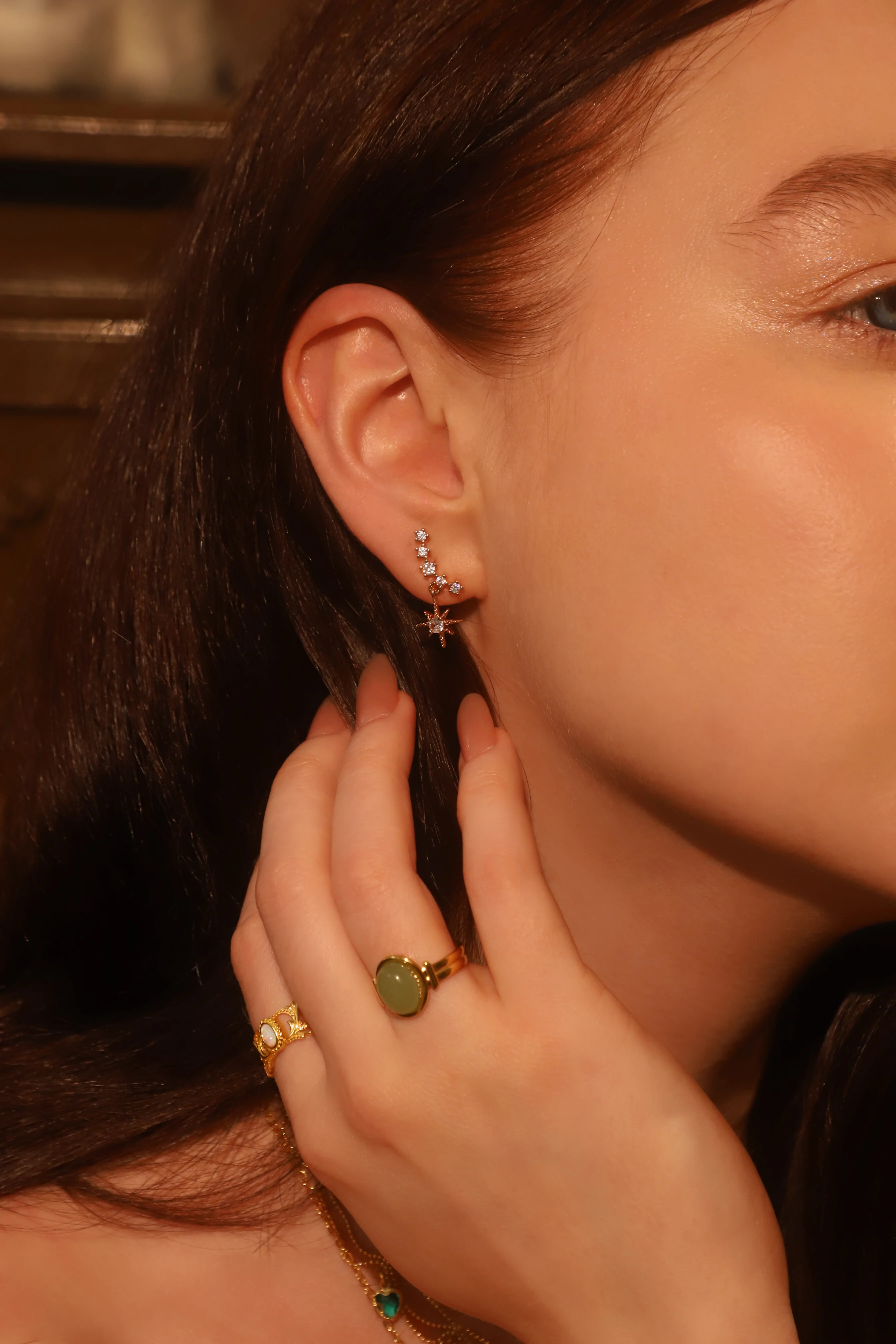 18K Real Gold Stainless Steel Natural Jade Ring - Image 13