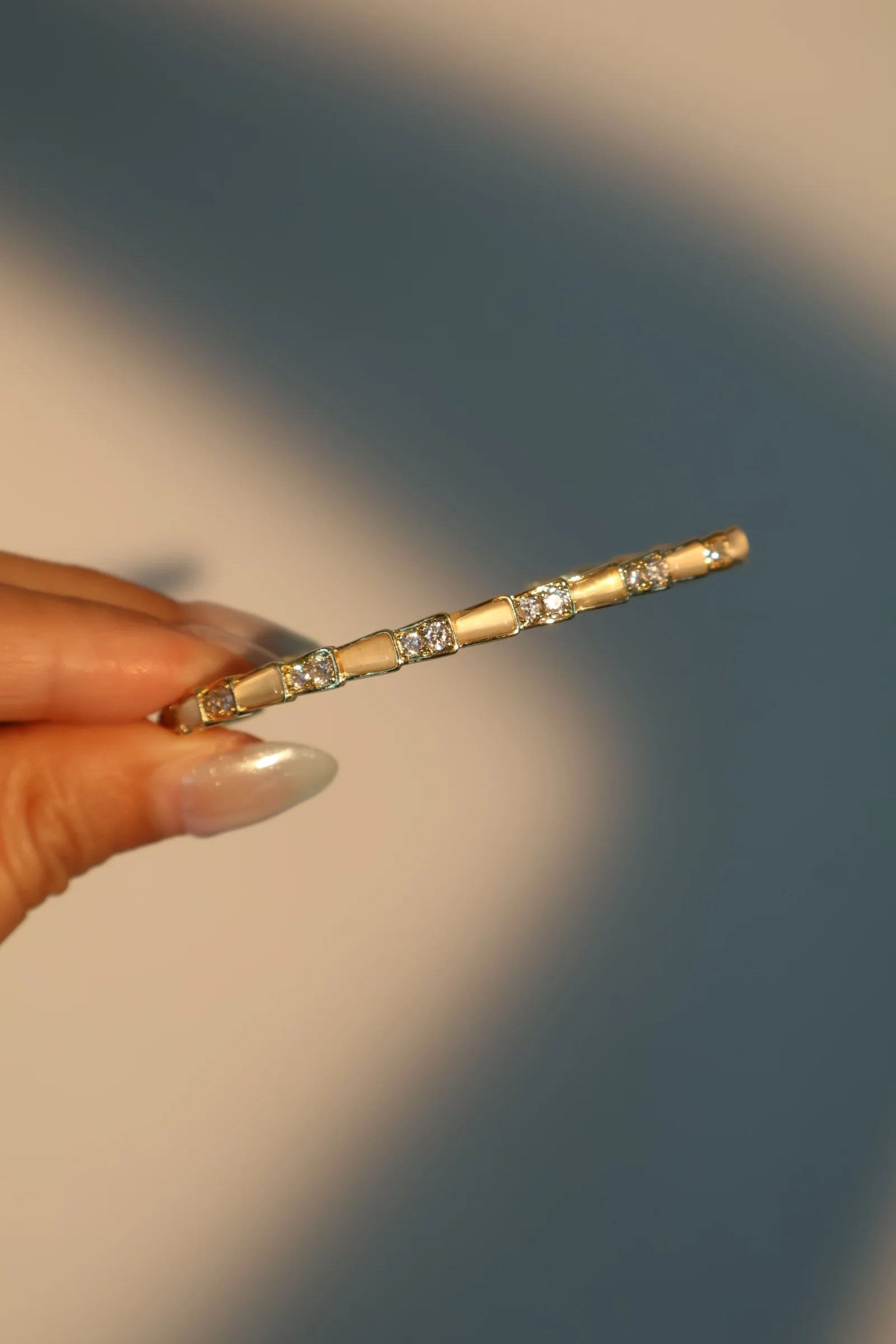 14K Real Gold Plated White Opal Diamonds Bracelet - Image 3