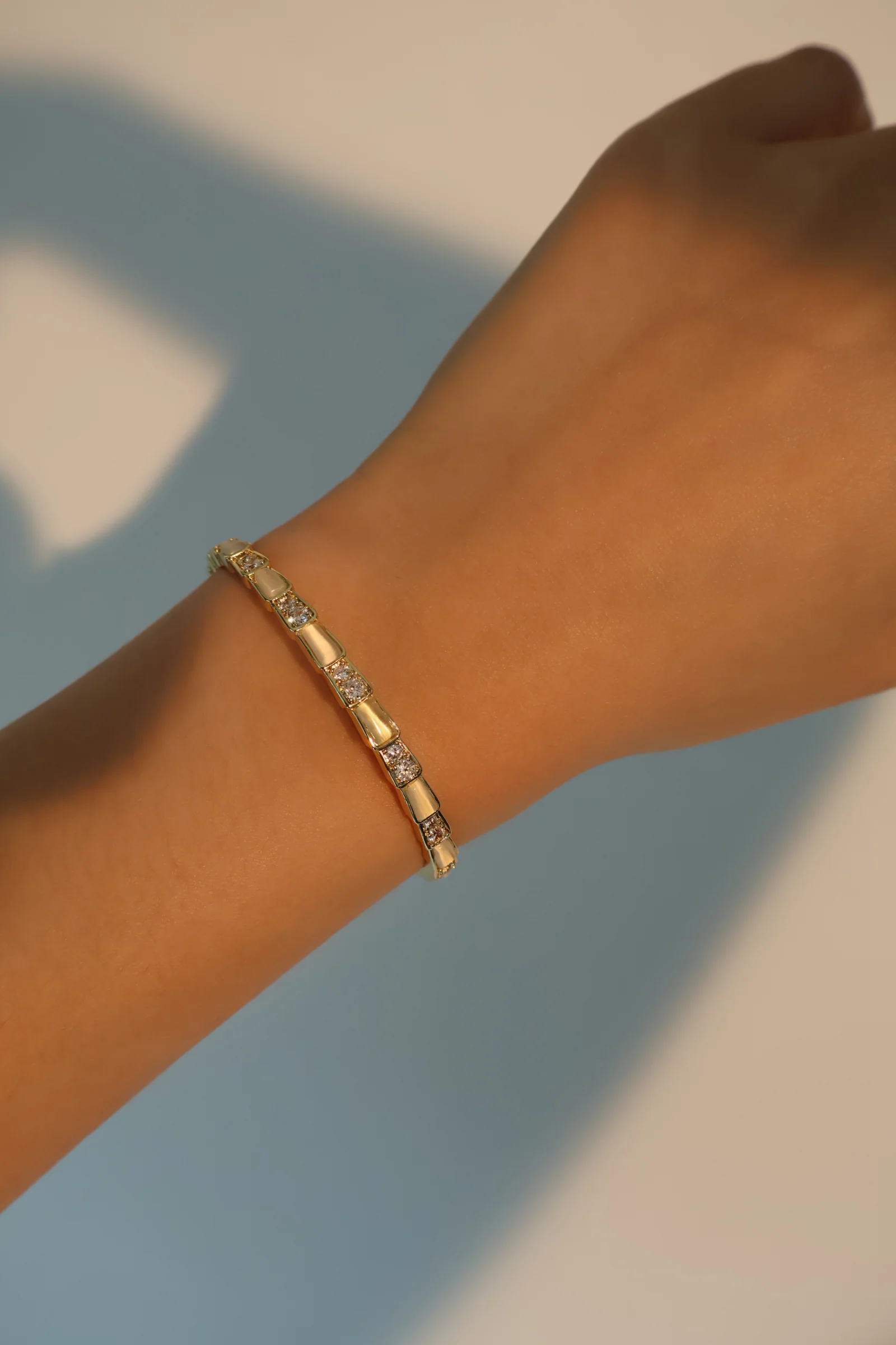 14K Real Gold Plated White Opal Diamonds Bracelet - Image 5