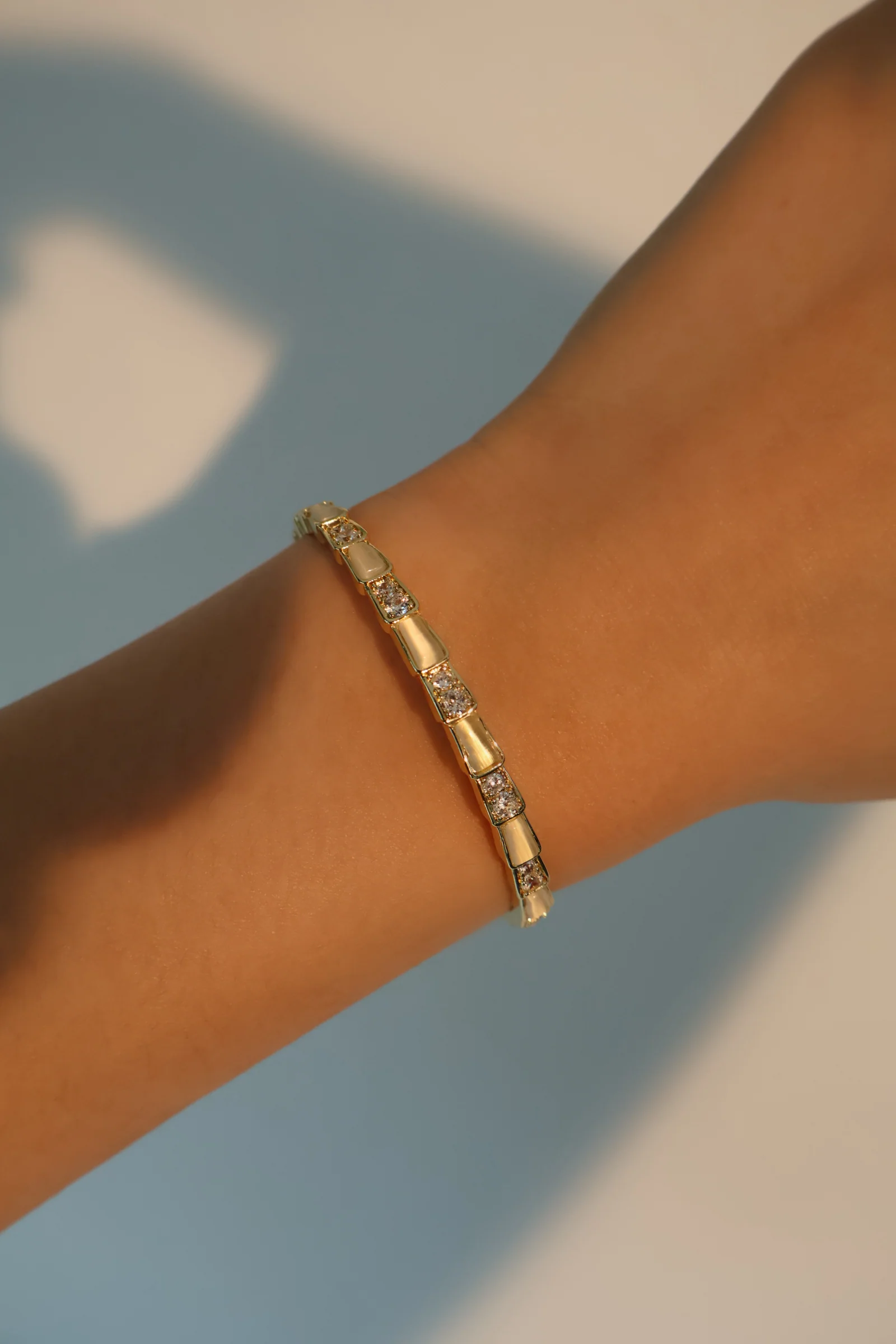 14K Real Gold Plated White Opal Diamonds Bracelet - Image 6