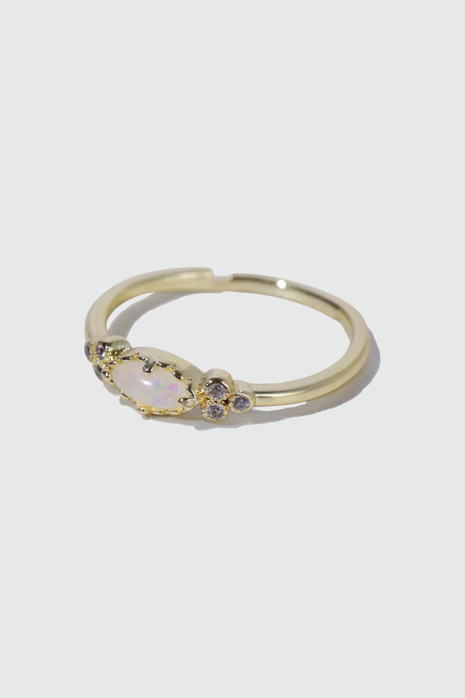 14K Real Gold Plated White Opal Diamonds Ring - Image 6