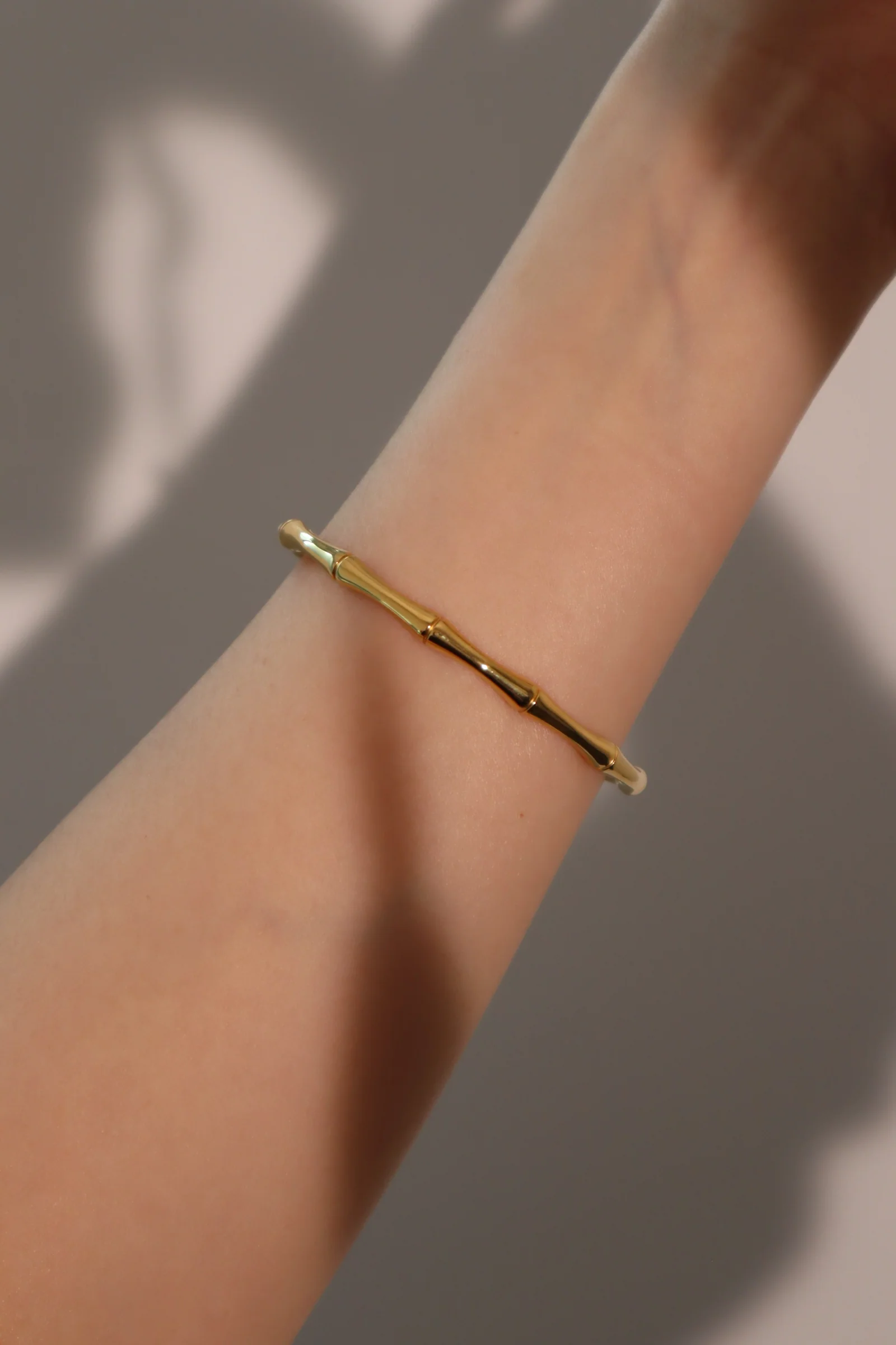 18K Gold Stainless Steel Bamboo Bracelet - Image 6