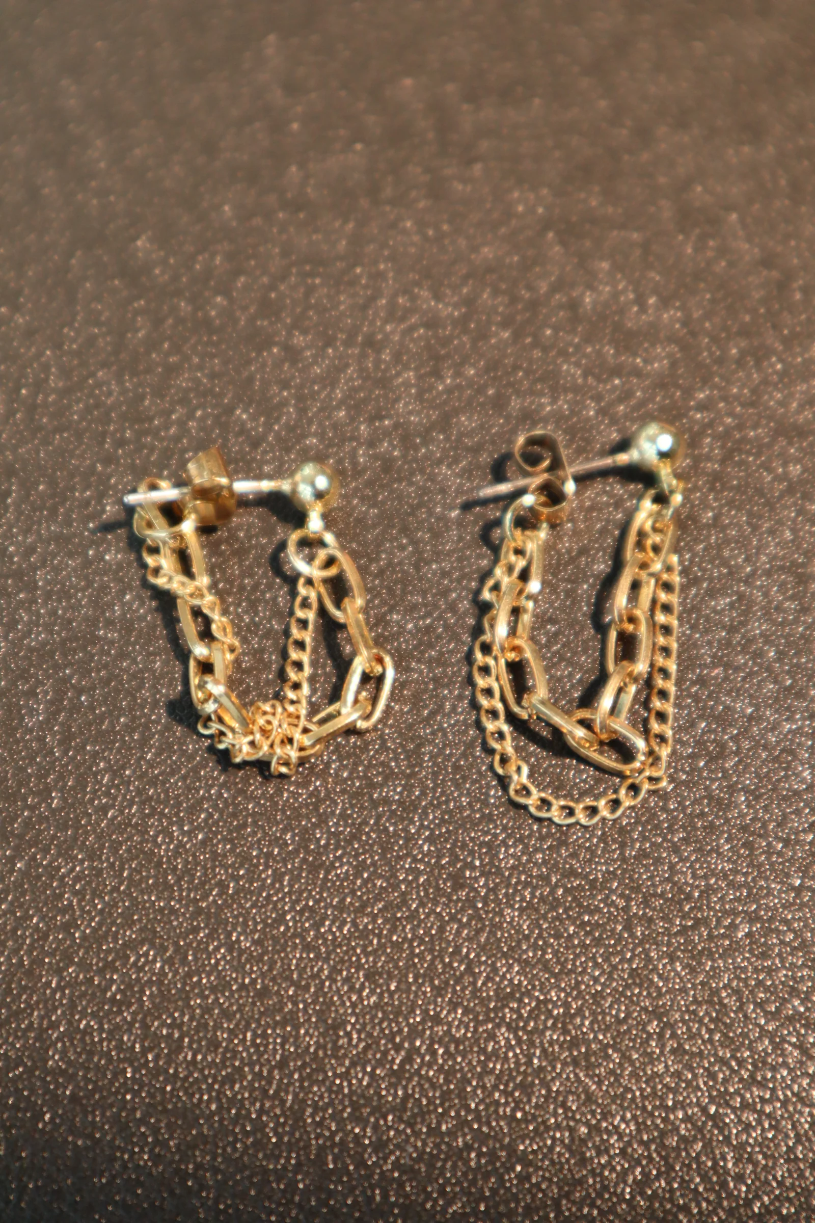 18K Gold Stainless Steel Chain Hoop Earrings - Image 4