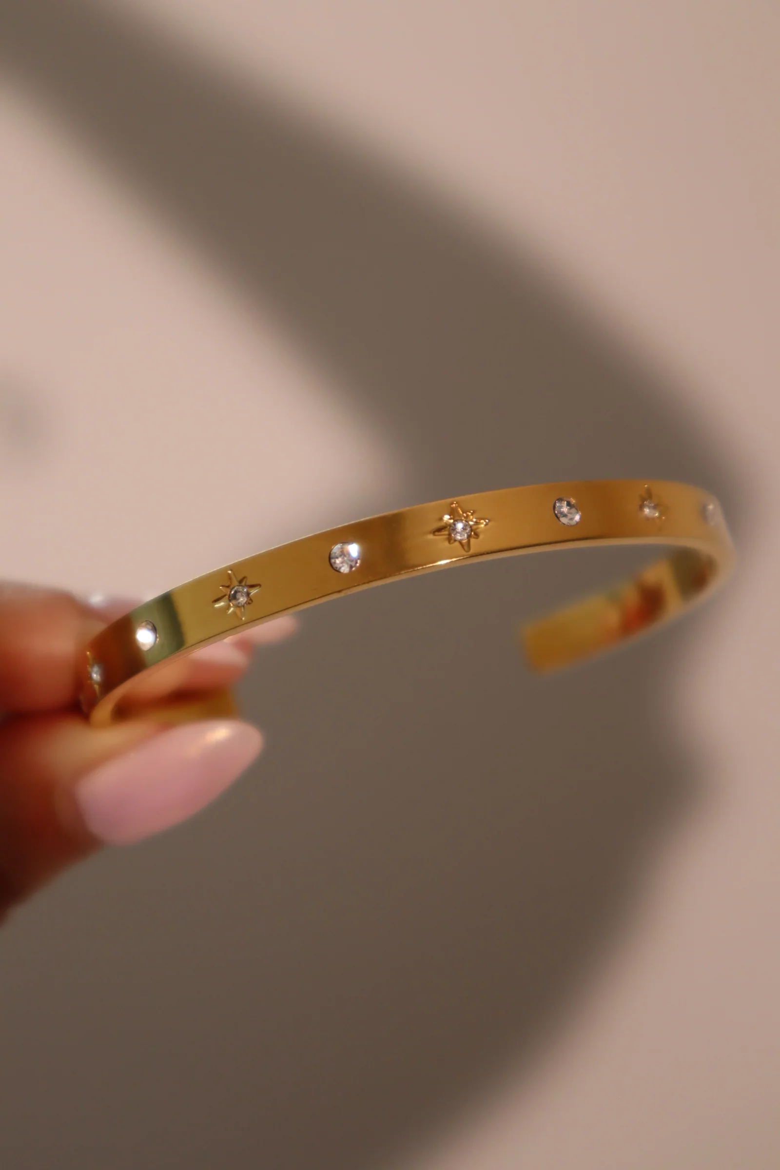 18K Gold Stainless Steel Diamond Star Bracelet - Image 3