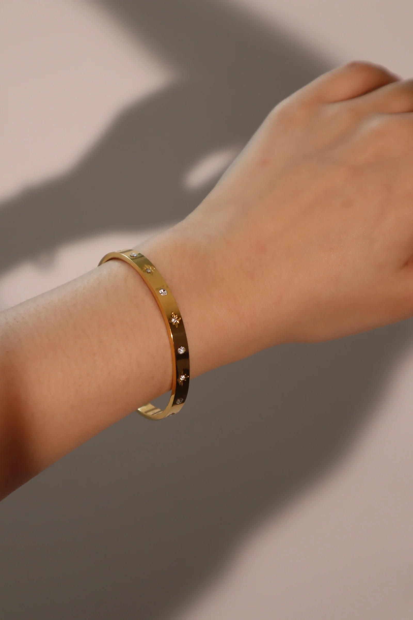 18K Gold Stainless Steel Diamond Star Bracelet - Image 4