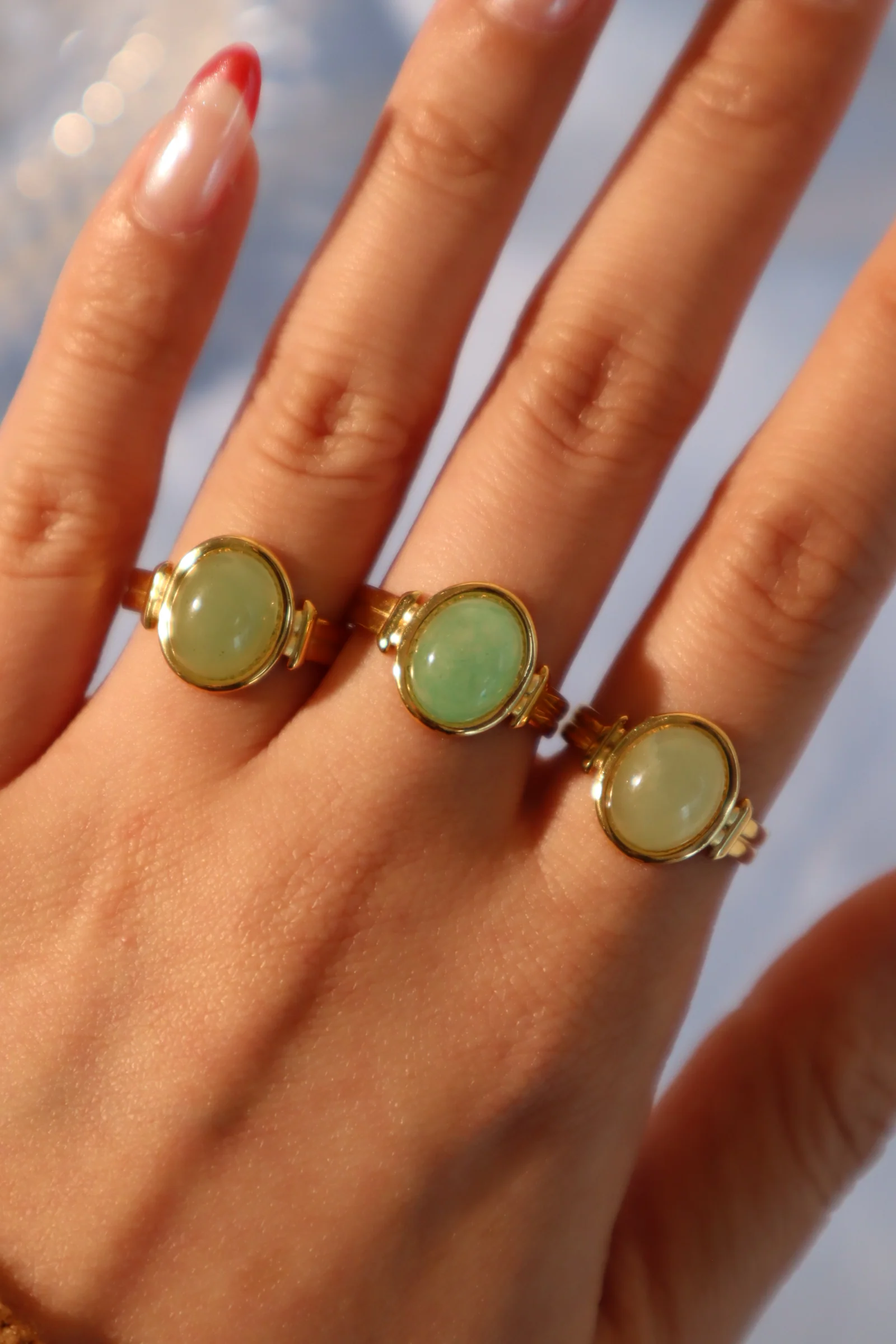 18K Real Gold Stainless Steel Natural Jade Ring - Image 4