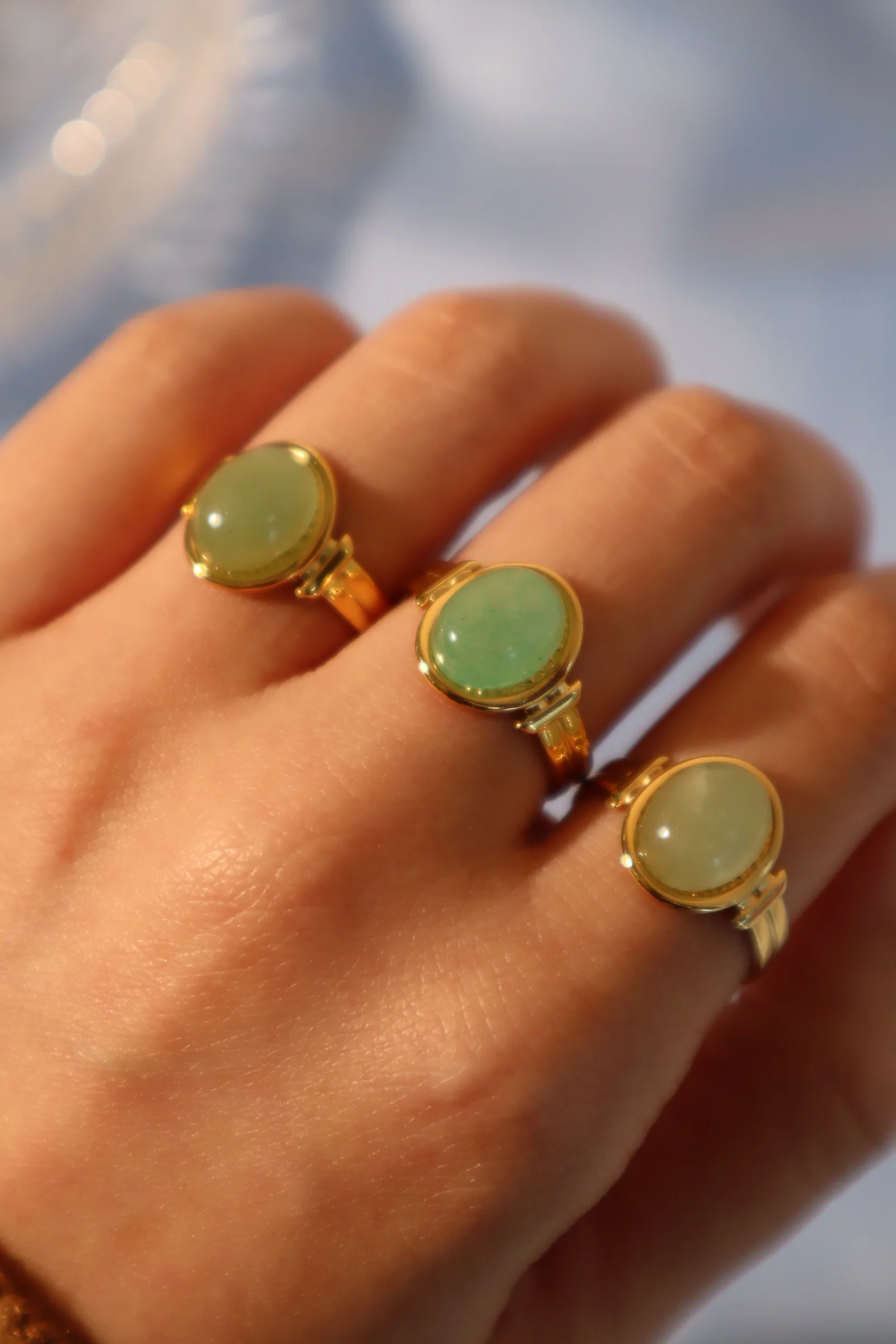 18K Real Gold Stainless Steel Natural Jade Ring - Image 5