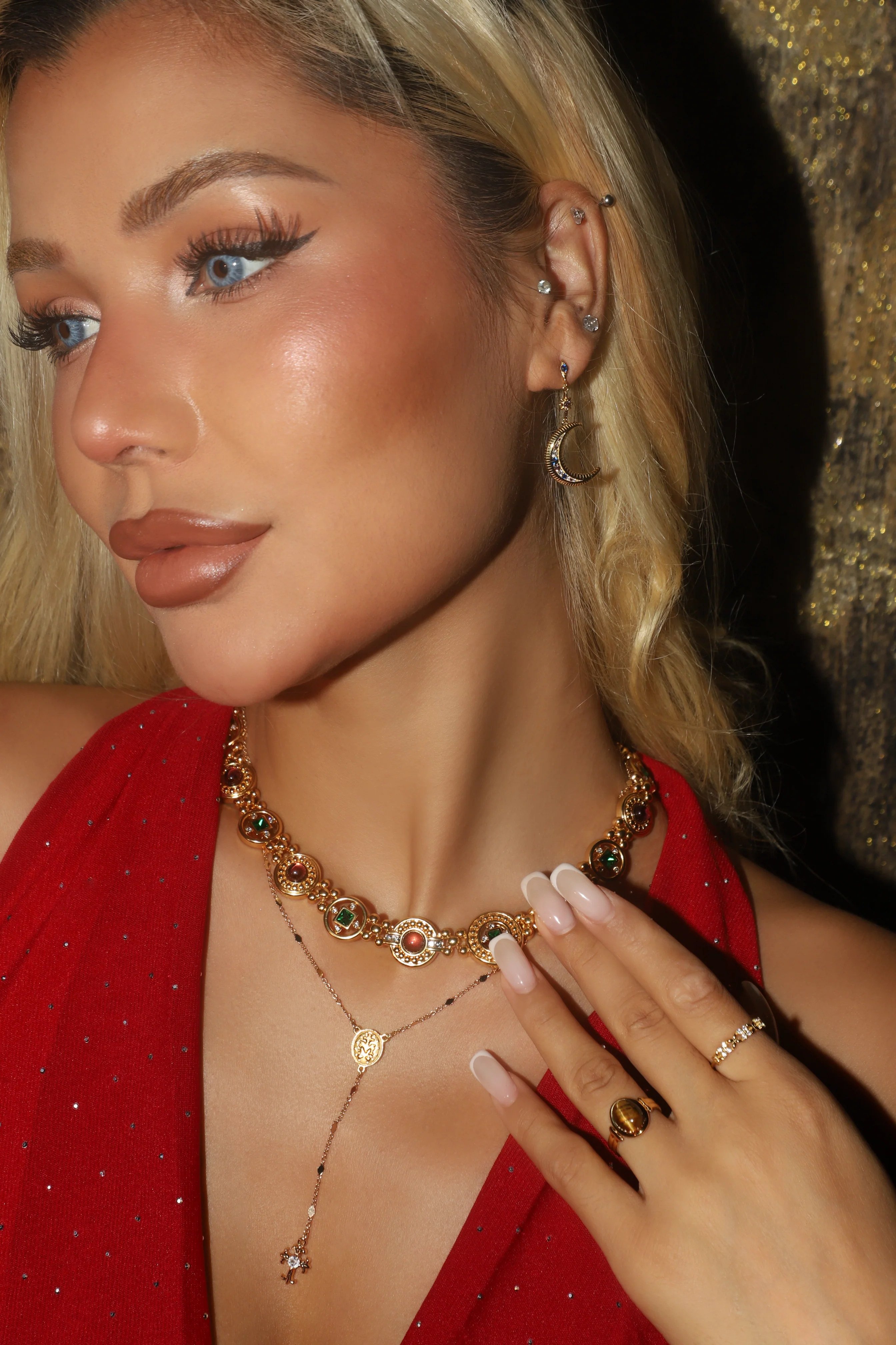 18K Real Gold Stainless Steel Tigerite Brown Gem Ring - Image 9