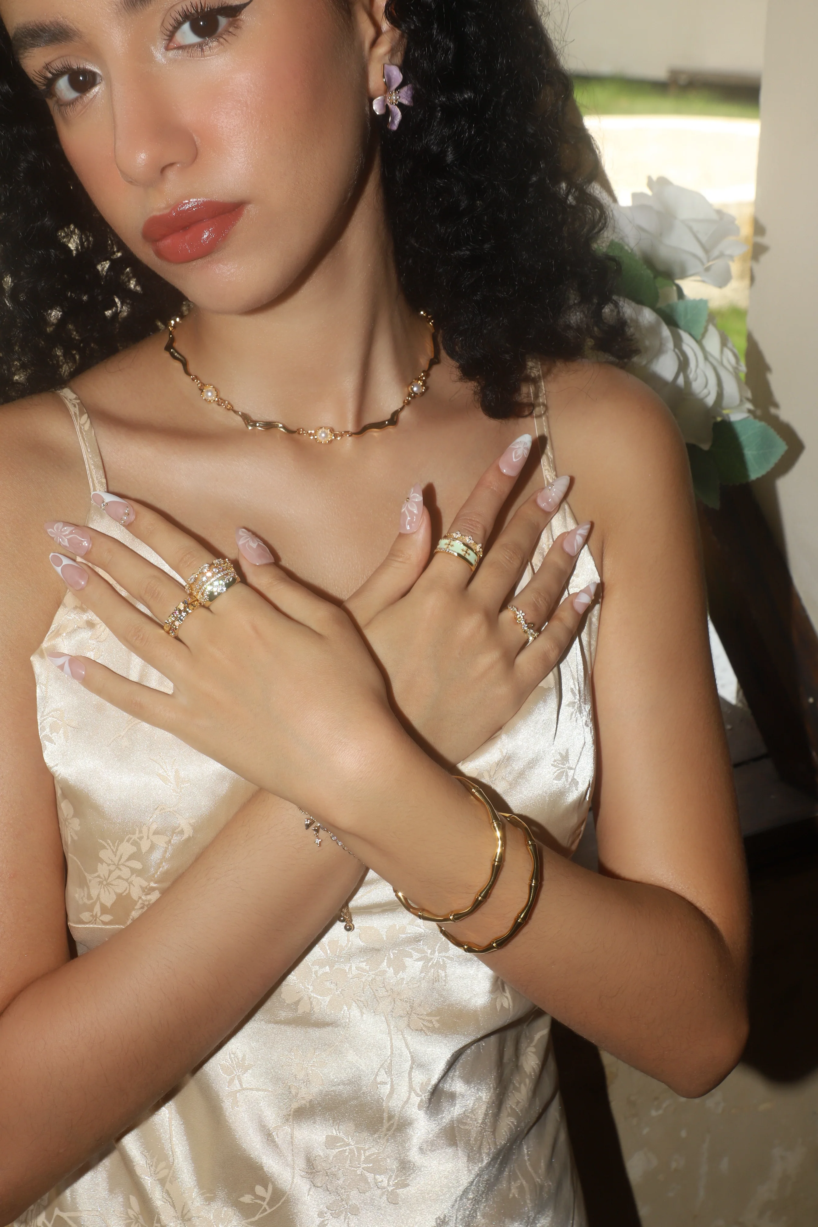 18K Gold Stainless Steel Bamboo Bracelet - Image 4