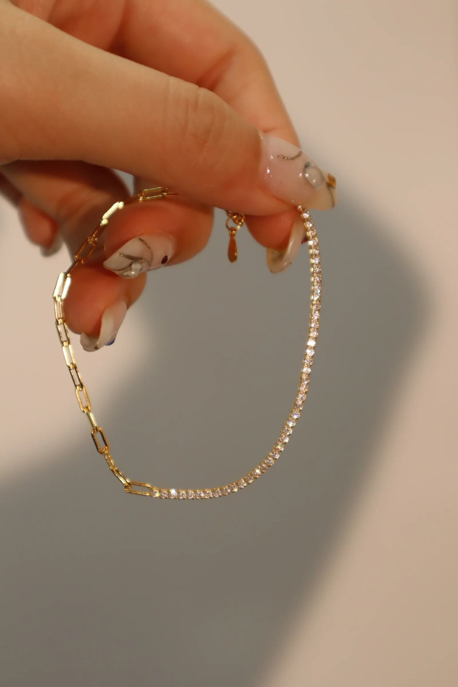 18K Gold Vermeil Diamond Chain Bracelet - Image 4