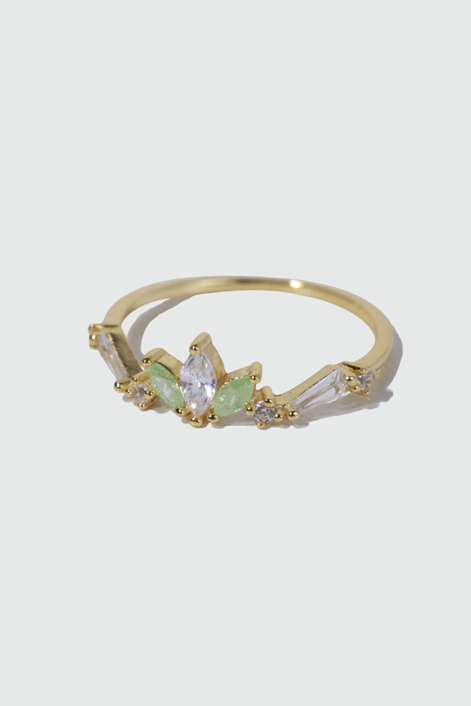 18K Gold Vermeil Green Gem Clover Ring - Image 5