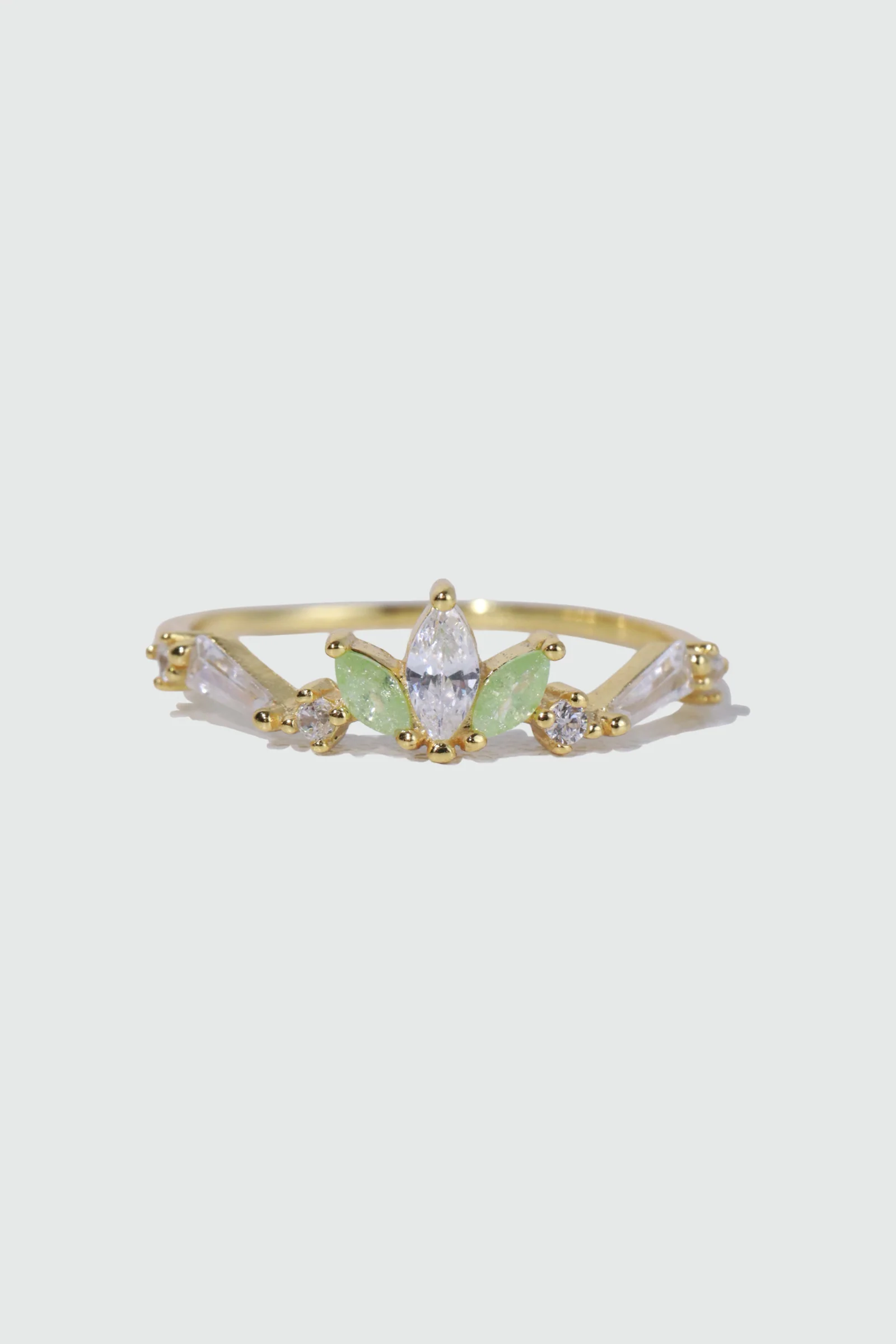 18K Gold Vermeil Green Gem Clover Ring - Image 6
