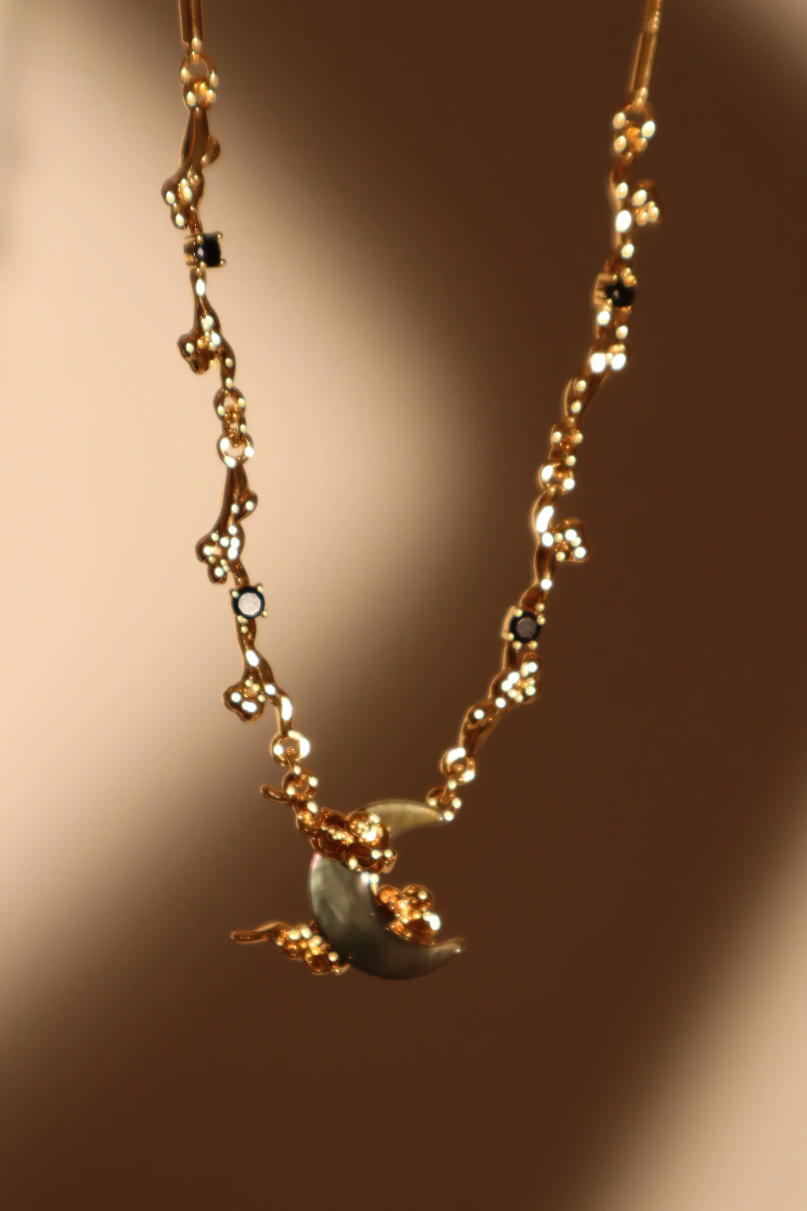 18K Real Gold Plated Black Shell Moon Necklace - Image 8