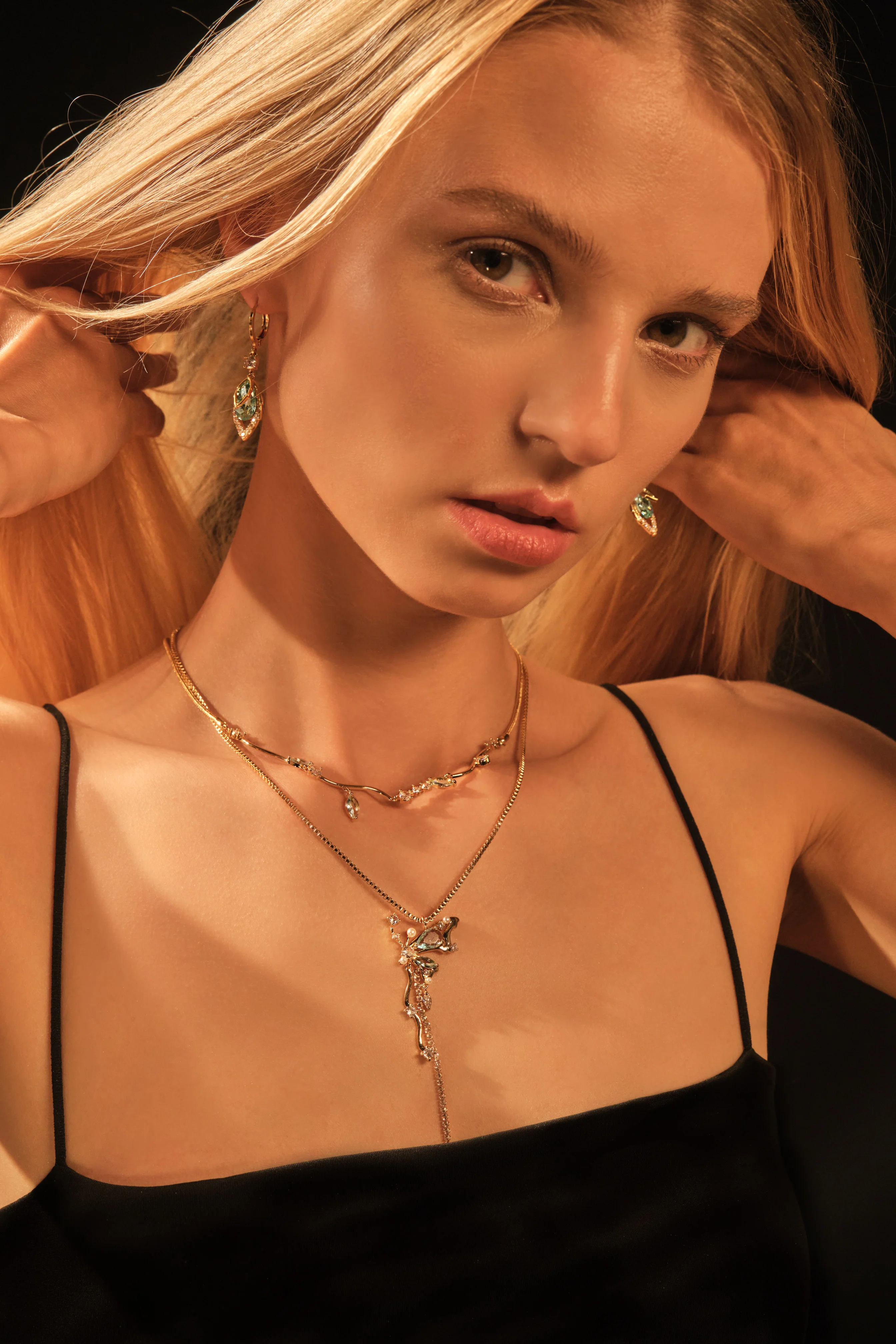 18K Real Gold Plated Blue Gem Diamonds Necklace - Image 16