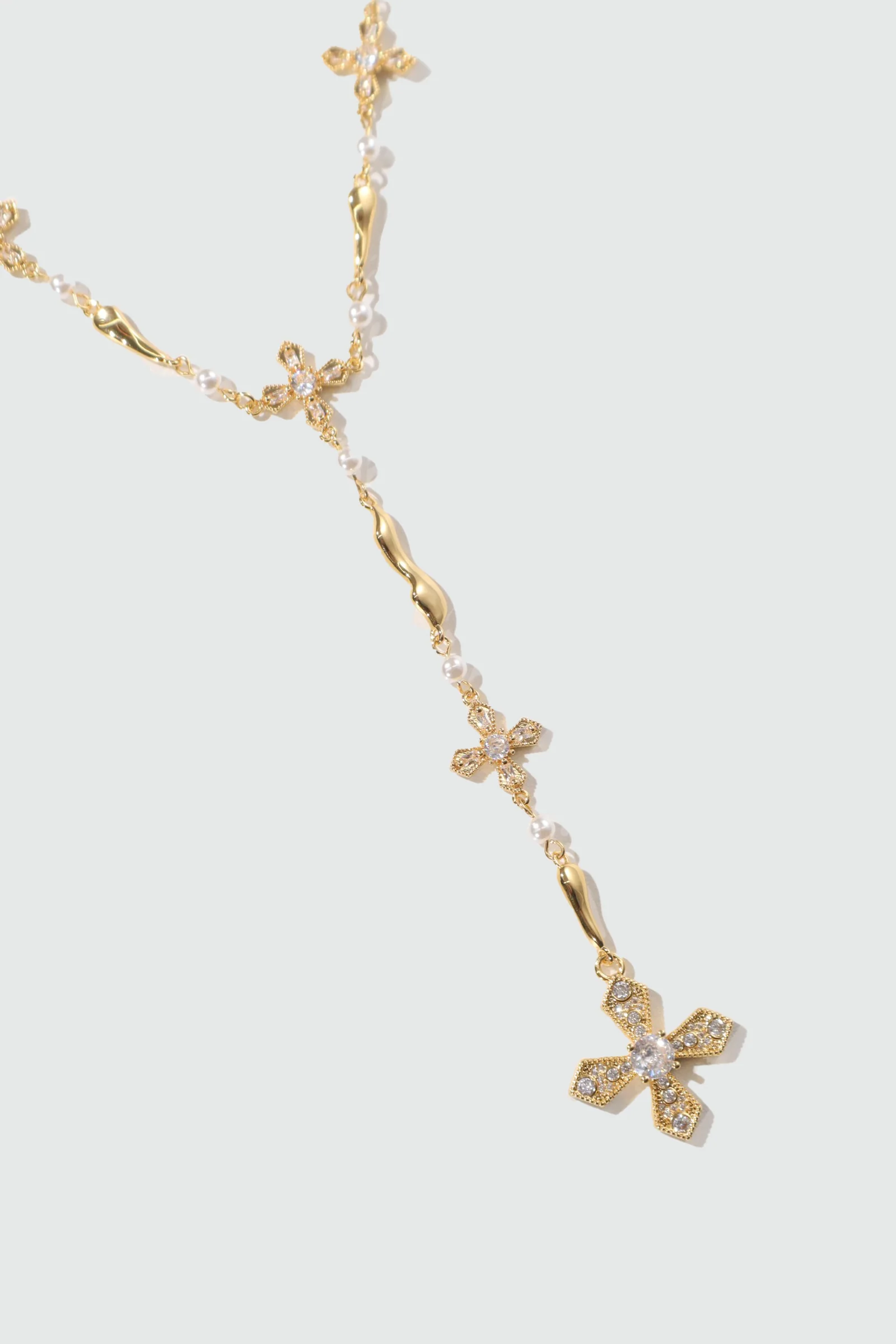 18K Real Gold Plated Eternal Cross Pearls Necklace - Image 15