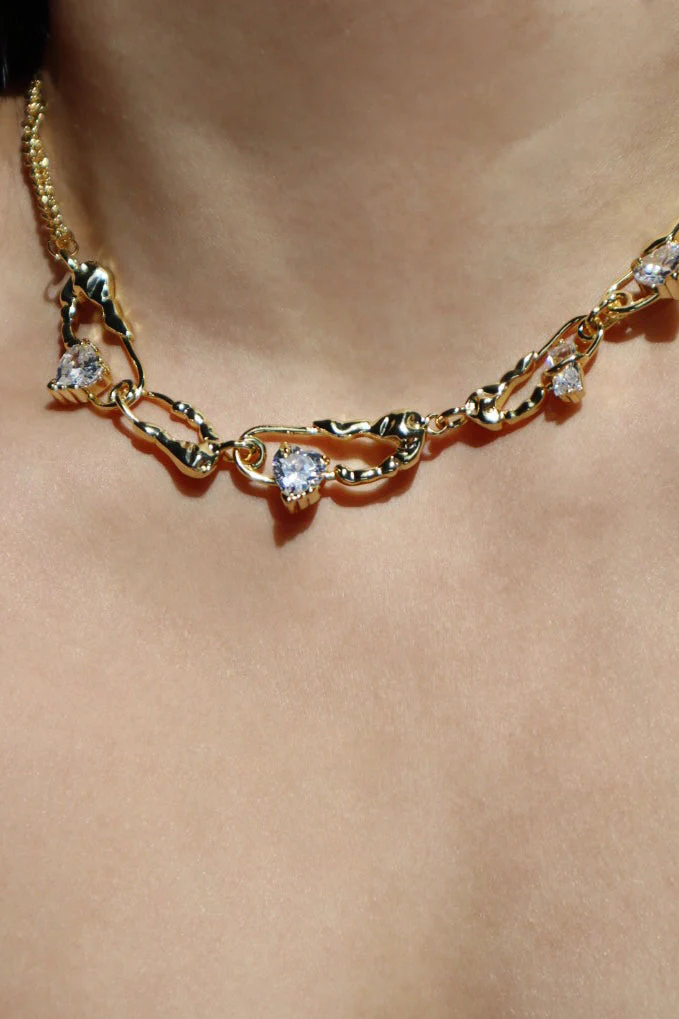 18K Real Gold Plated Diamond Clips Necklace - Image 5