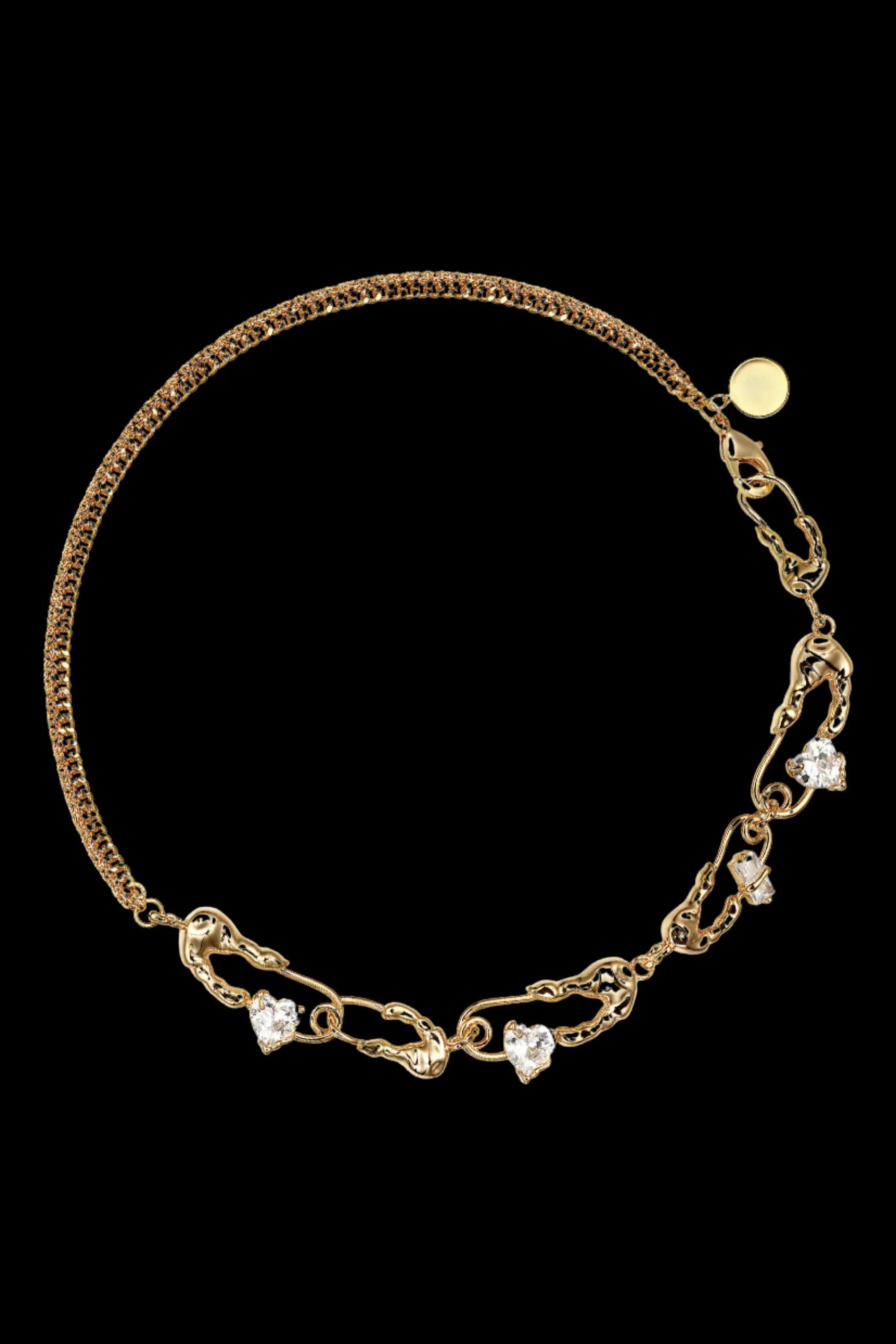 18K Real Gold Plated Diamond Clips Necklace - Image 6