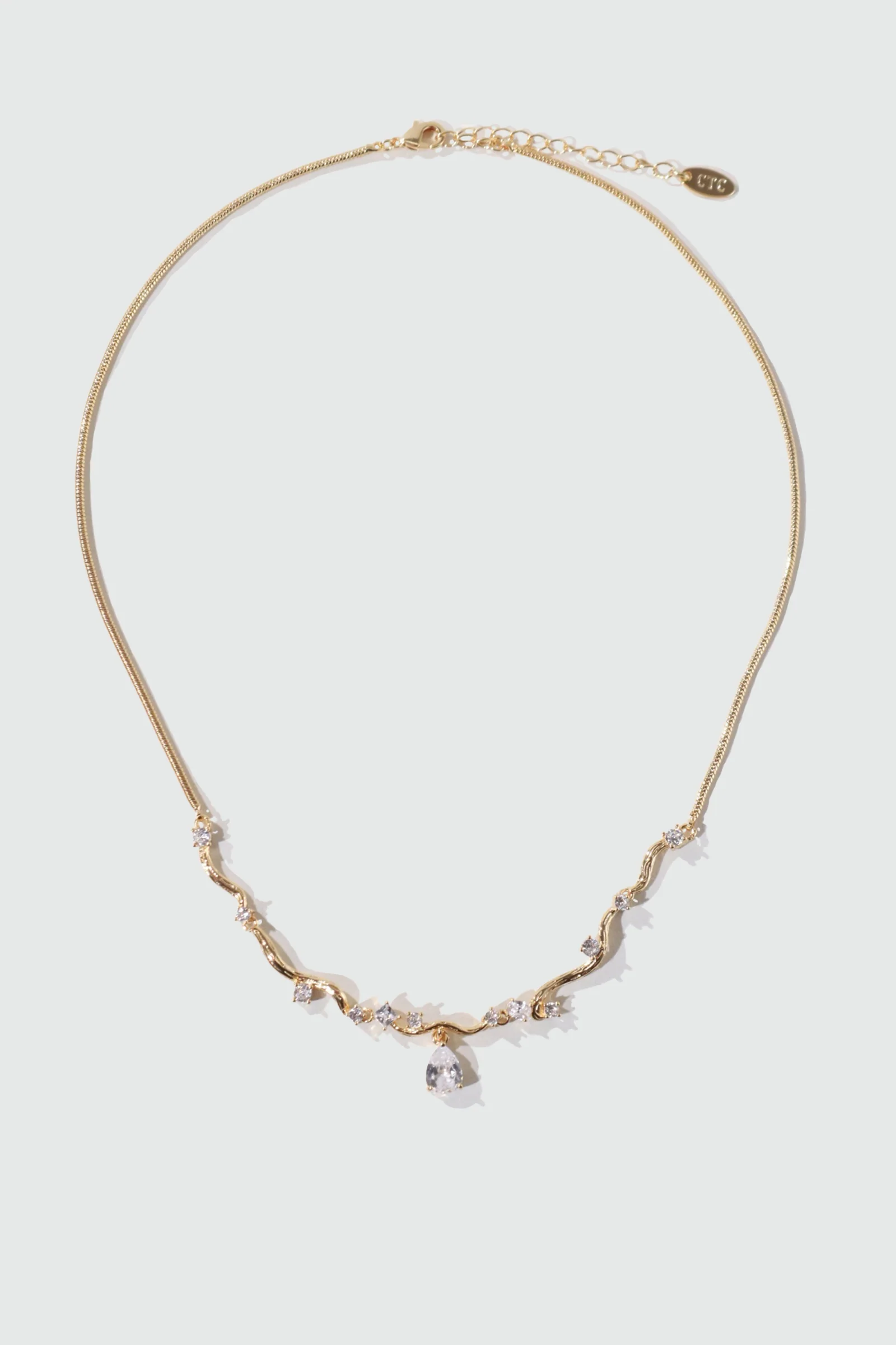 18K Real Gold Plated Diamond Spiral Drop Necklace - Image 10