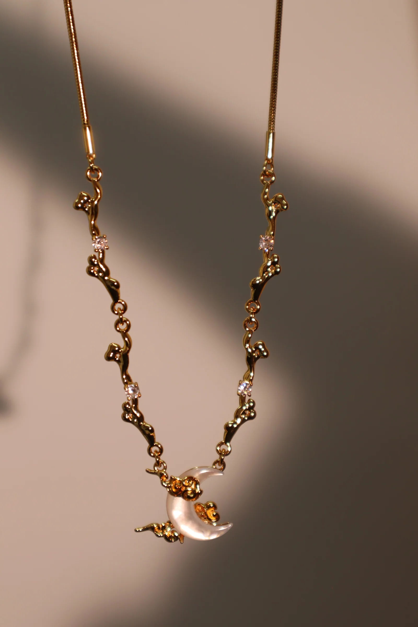 18K Real Gold Plated Diamonds Natural Shell Moon Necklace - Image 6