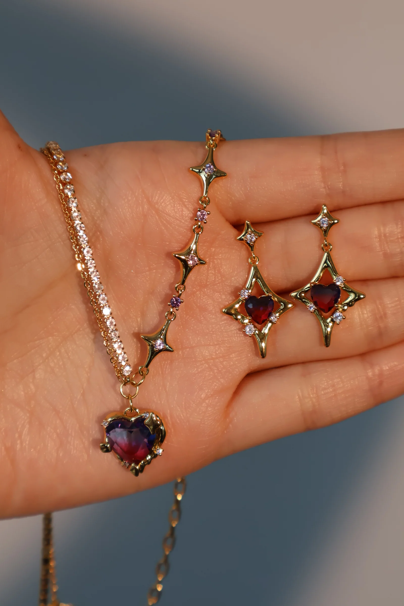 18K Real Gold Plated Gradient Heart Earrings - Image 3