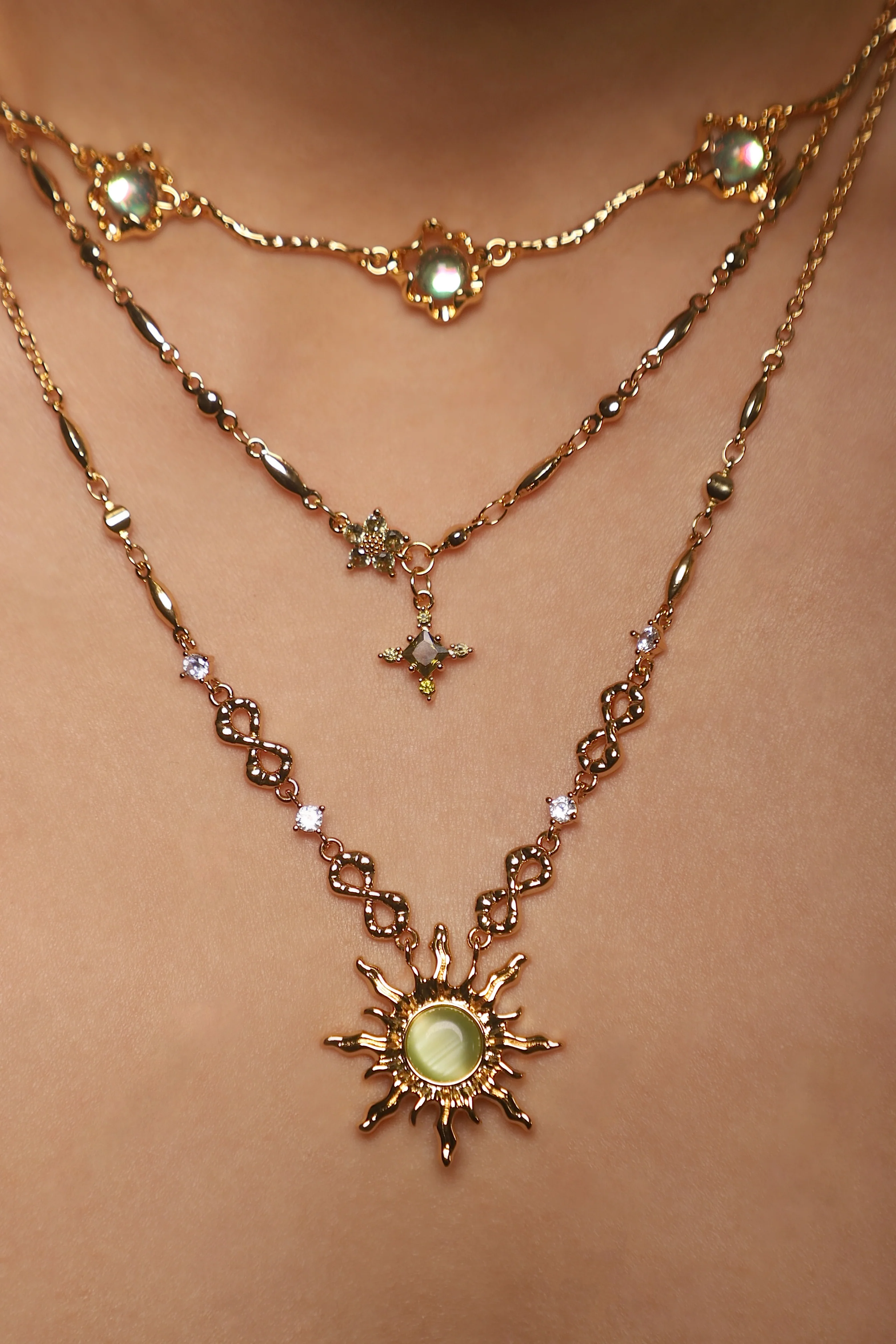 18K Real Gold Plated Multi Opal Necklace - Image 10