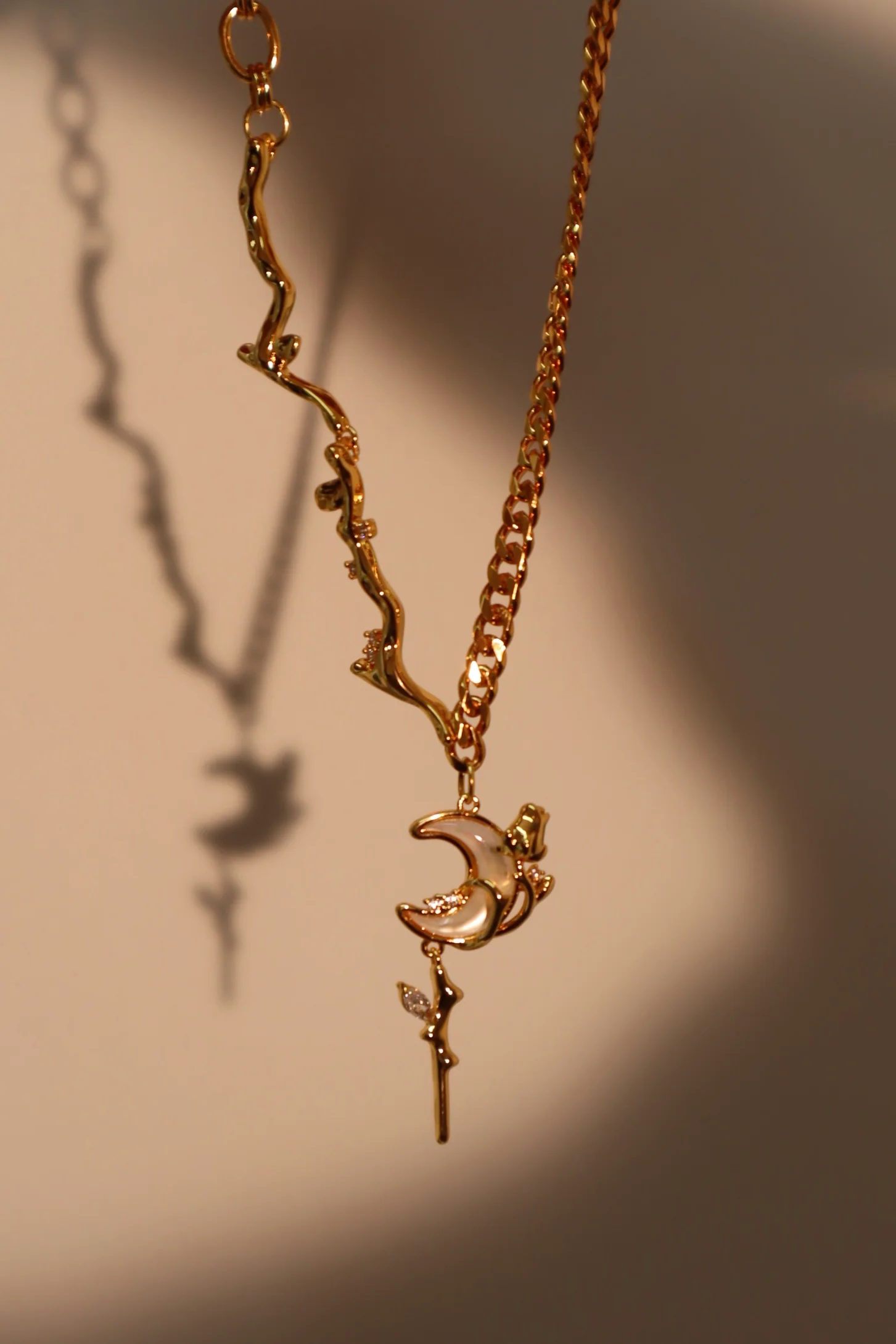 18K Real Gold Plated Rose Moon Necklace - Image 3