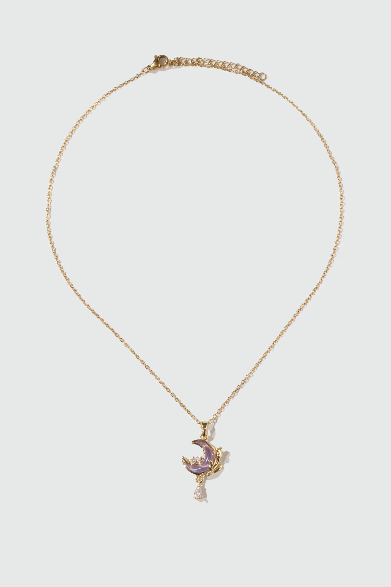 18K Real Gold Plated Moonstone Rose Moon Necklace - Image 5