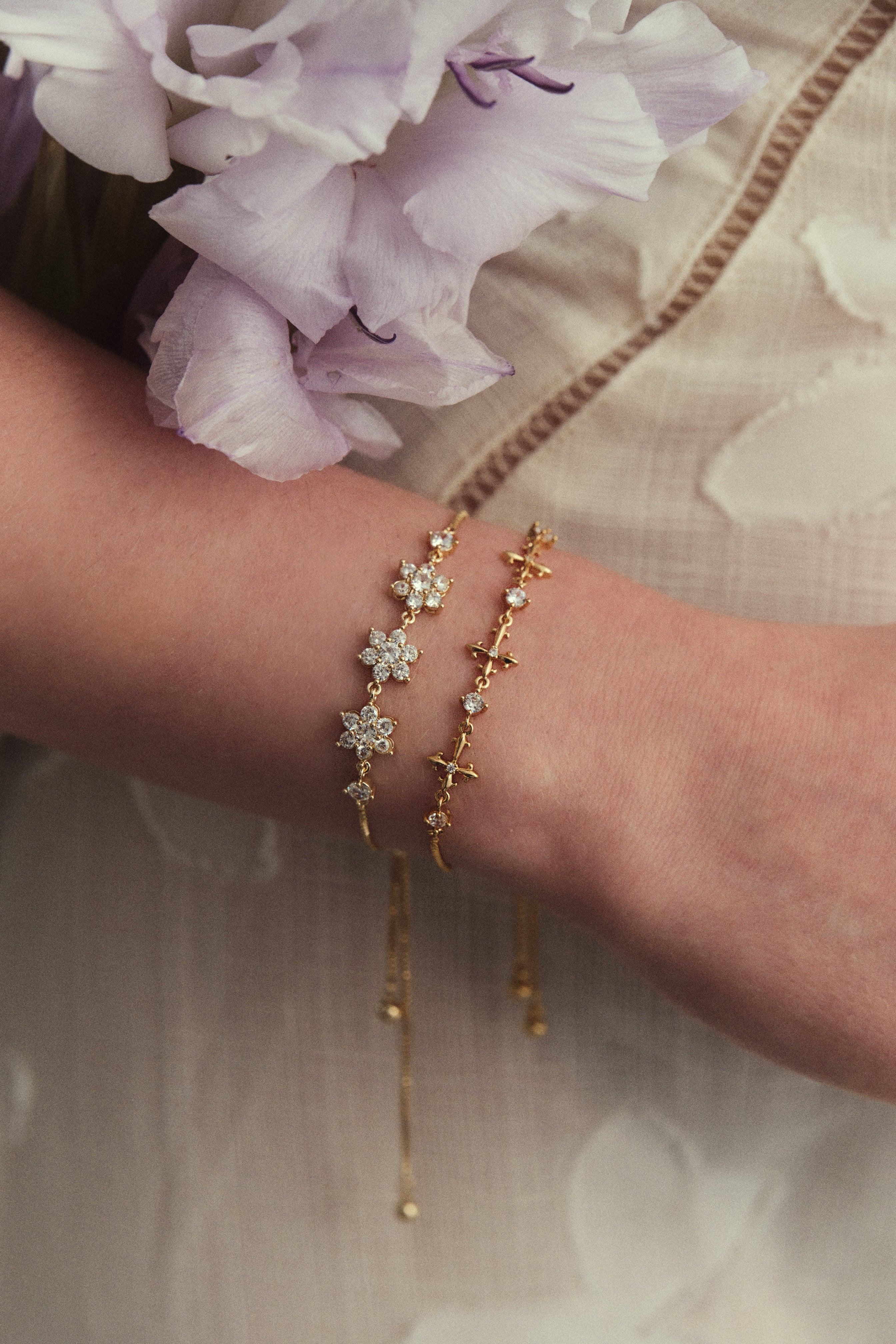 18K Real Gold Plated Multi Diamond Cross Bracelet - Image 4