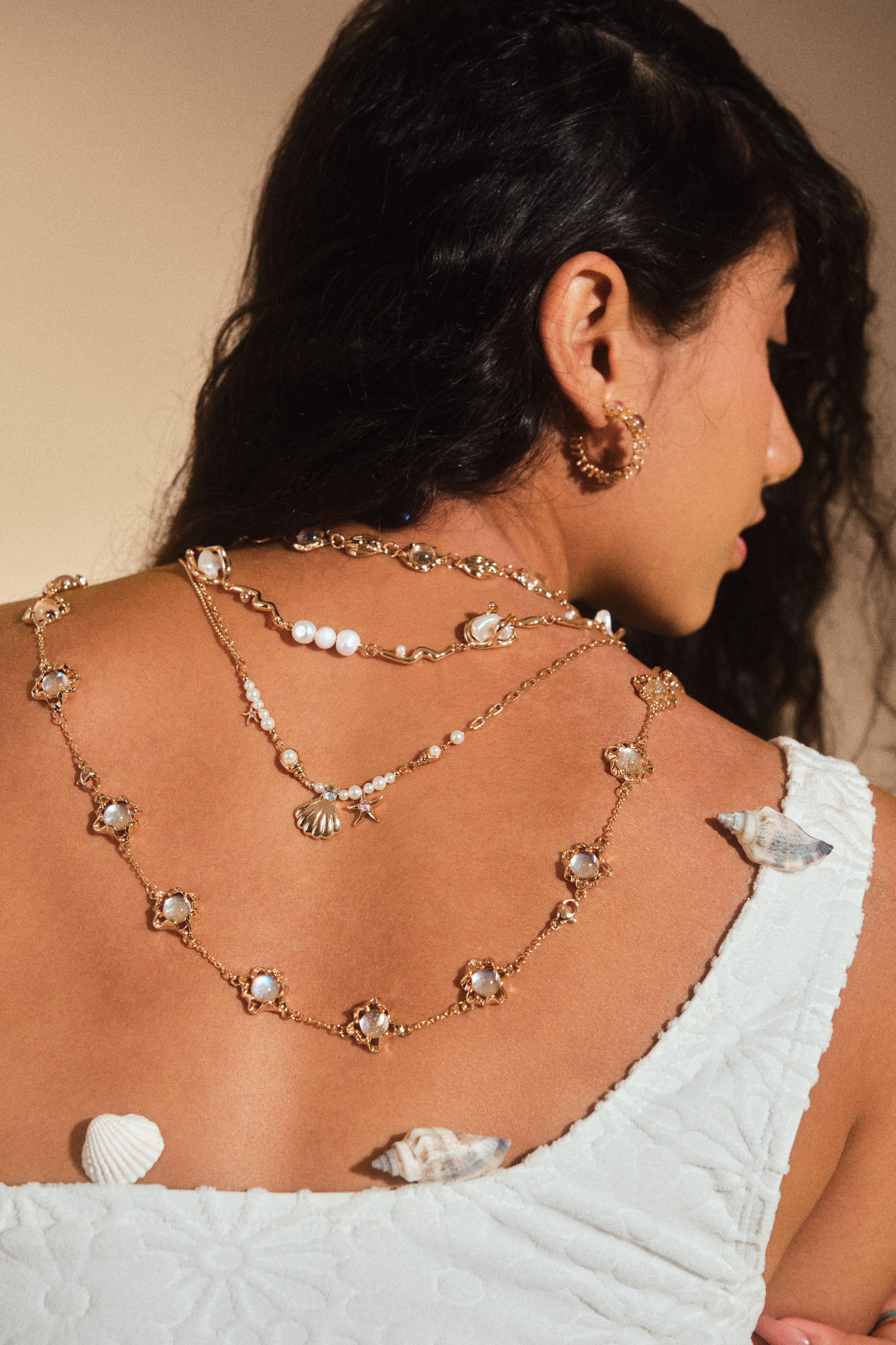 18K Real Gold Plated Sea Shell Pearls Necklace - Image 10