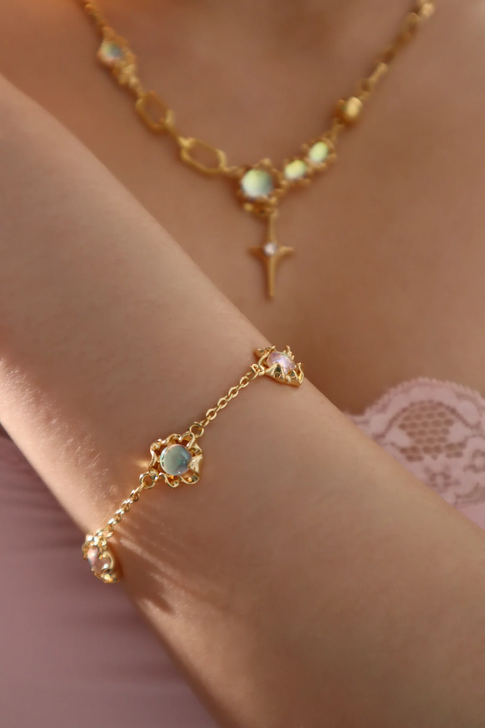 18K Real Gold Plated Opal Star Necklace - Image 8