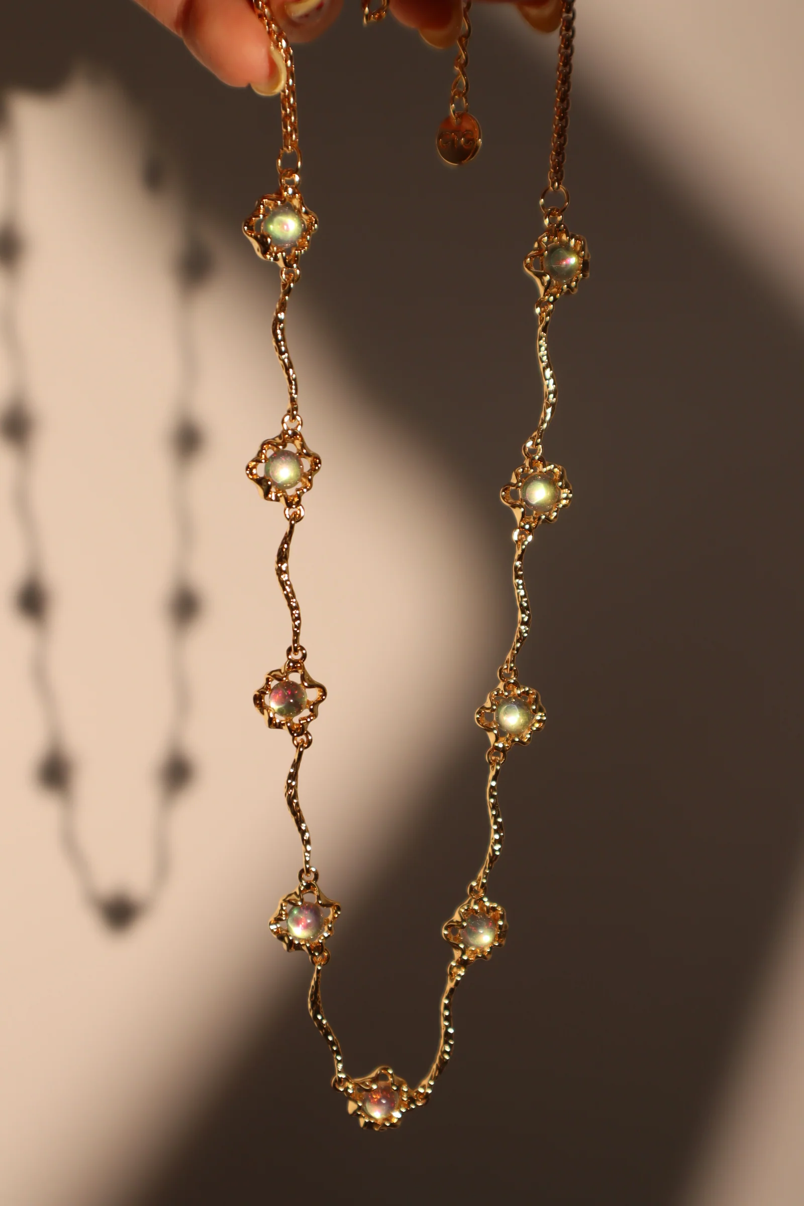 18K Real Gold Plated Multi Opal Necklace - Image 11