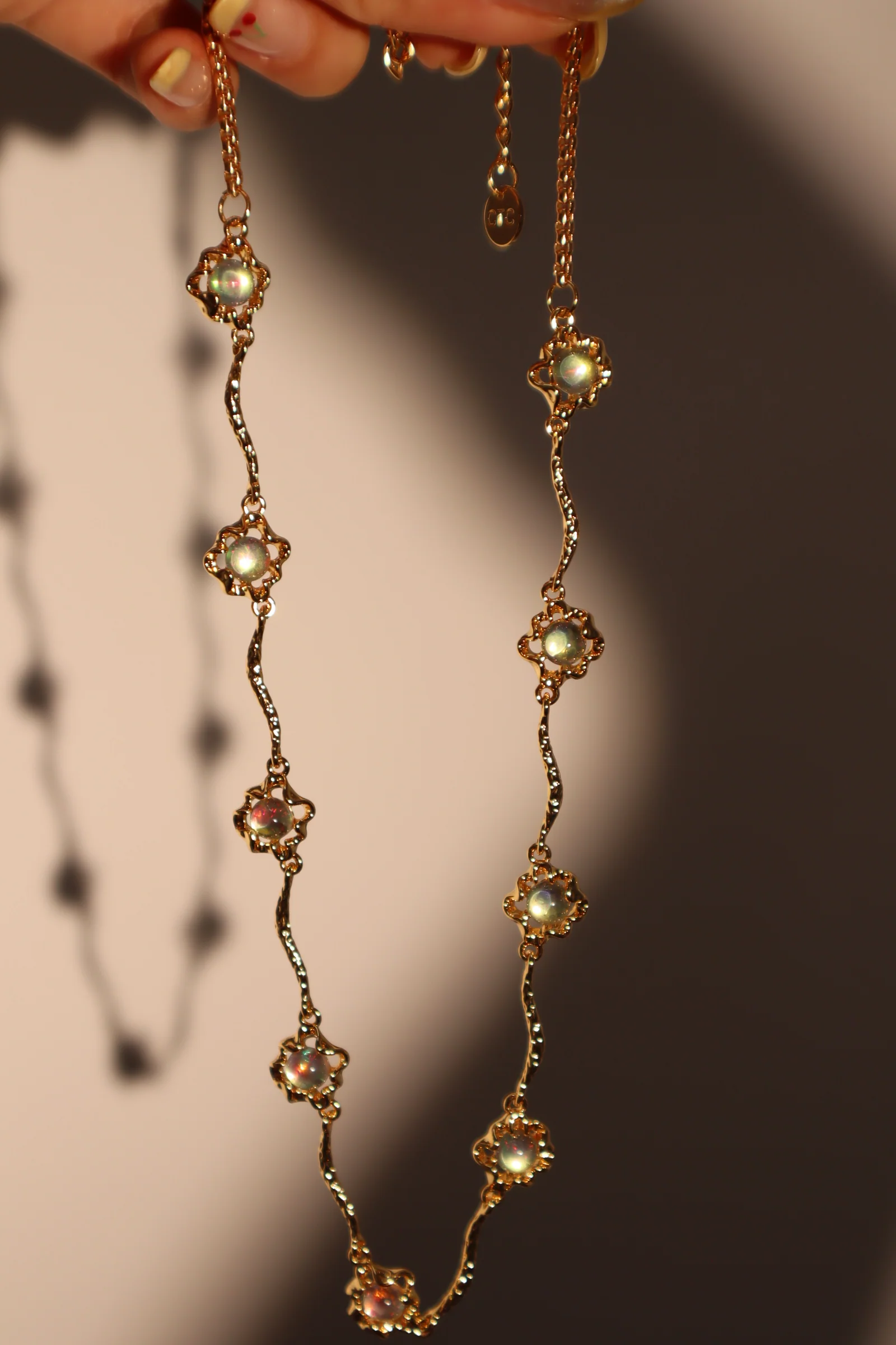 18K Real Gold Plated Multi Opal Necklace - Image 14