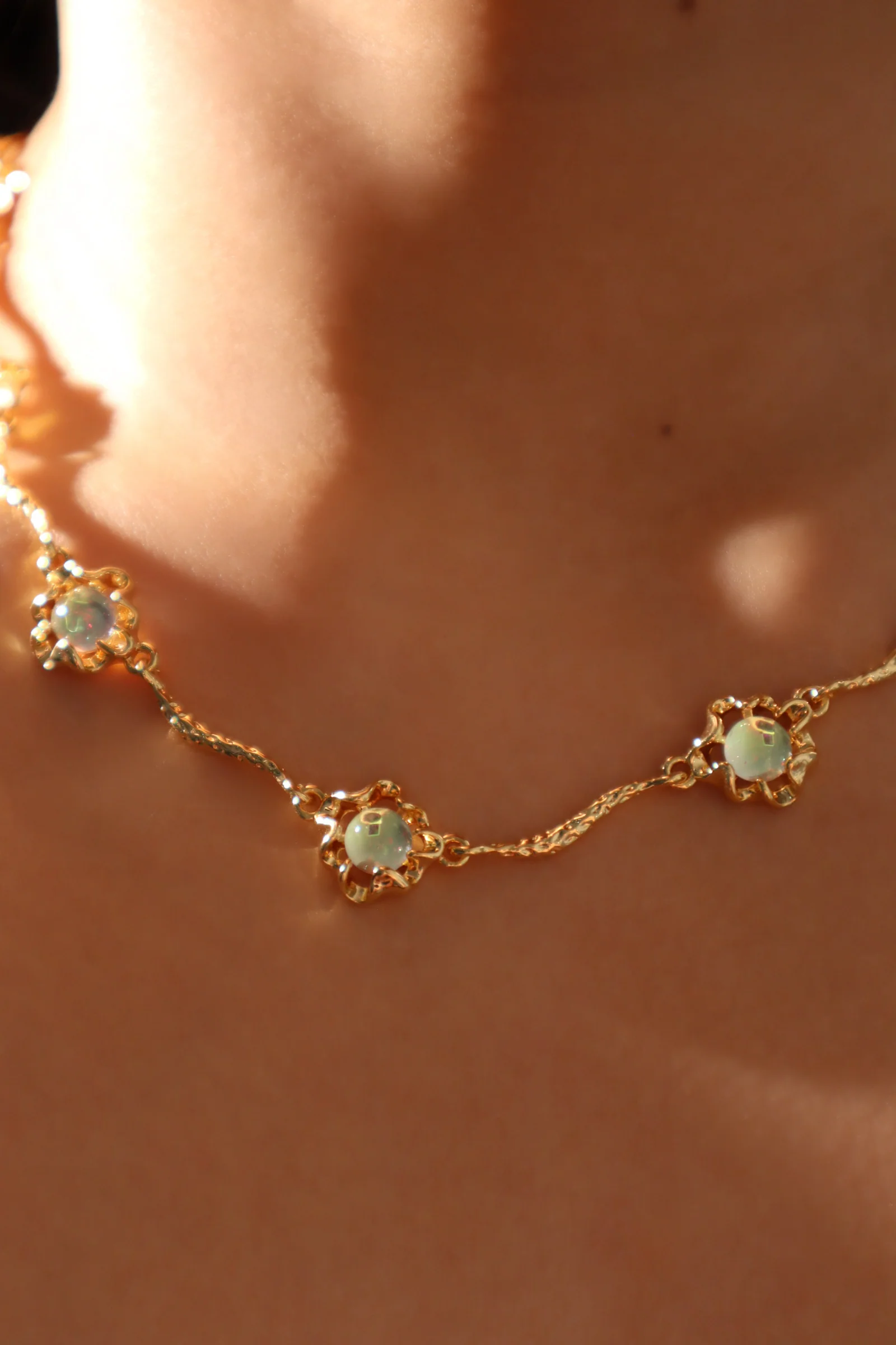 18K Real Gold Plated Multi Opal Necklace - Image 4