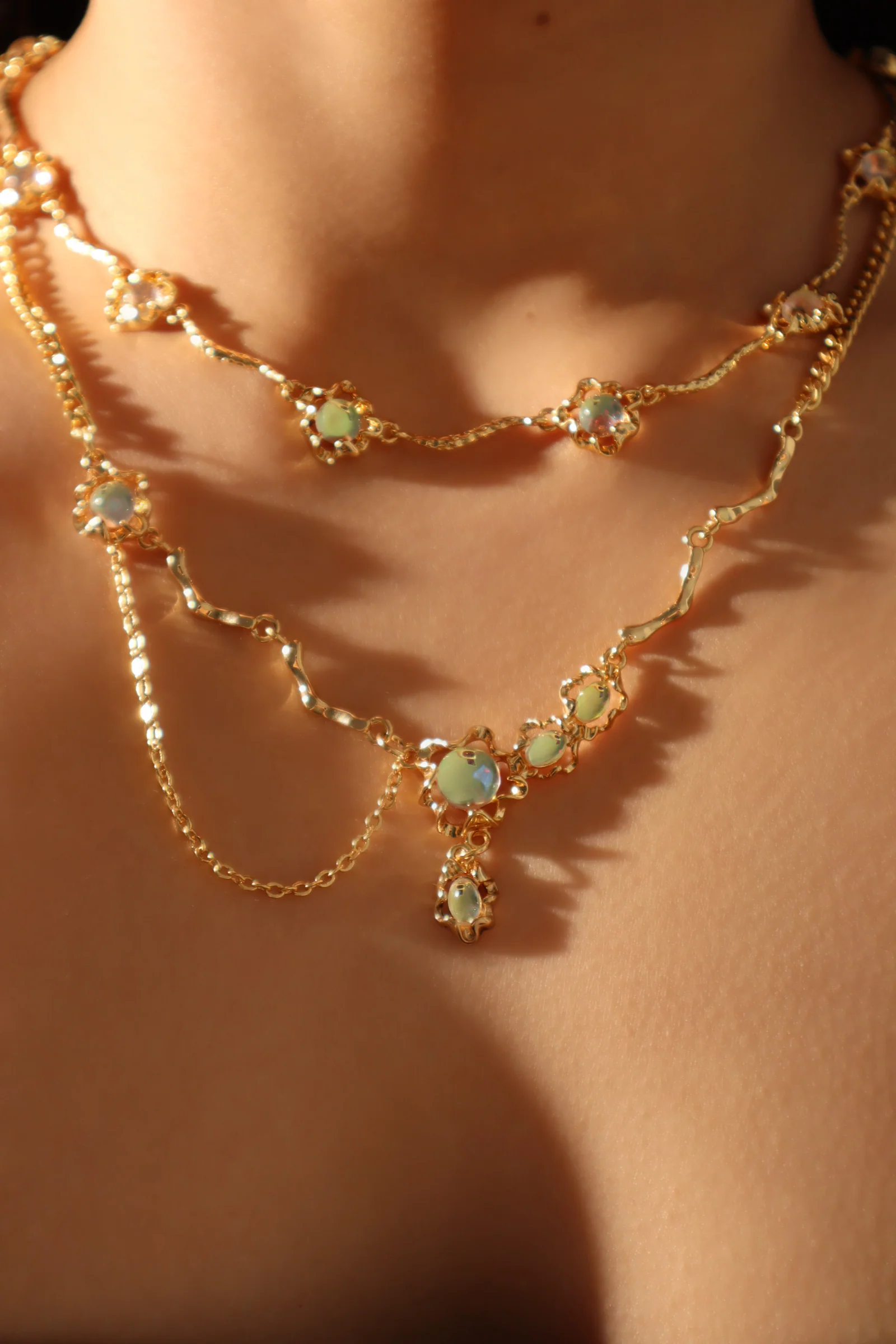 18K Real Gold Plated Multi Opal Necklace - Image 6