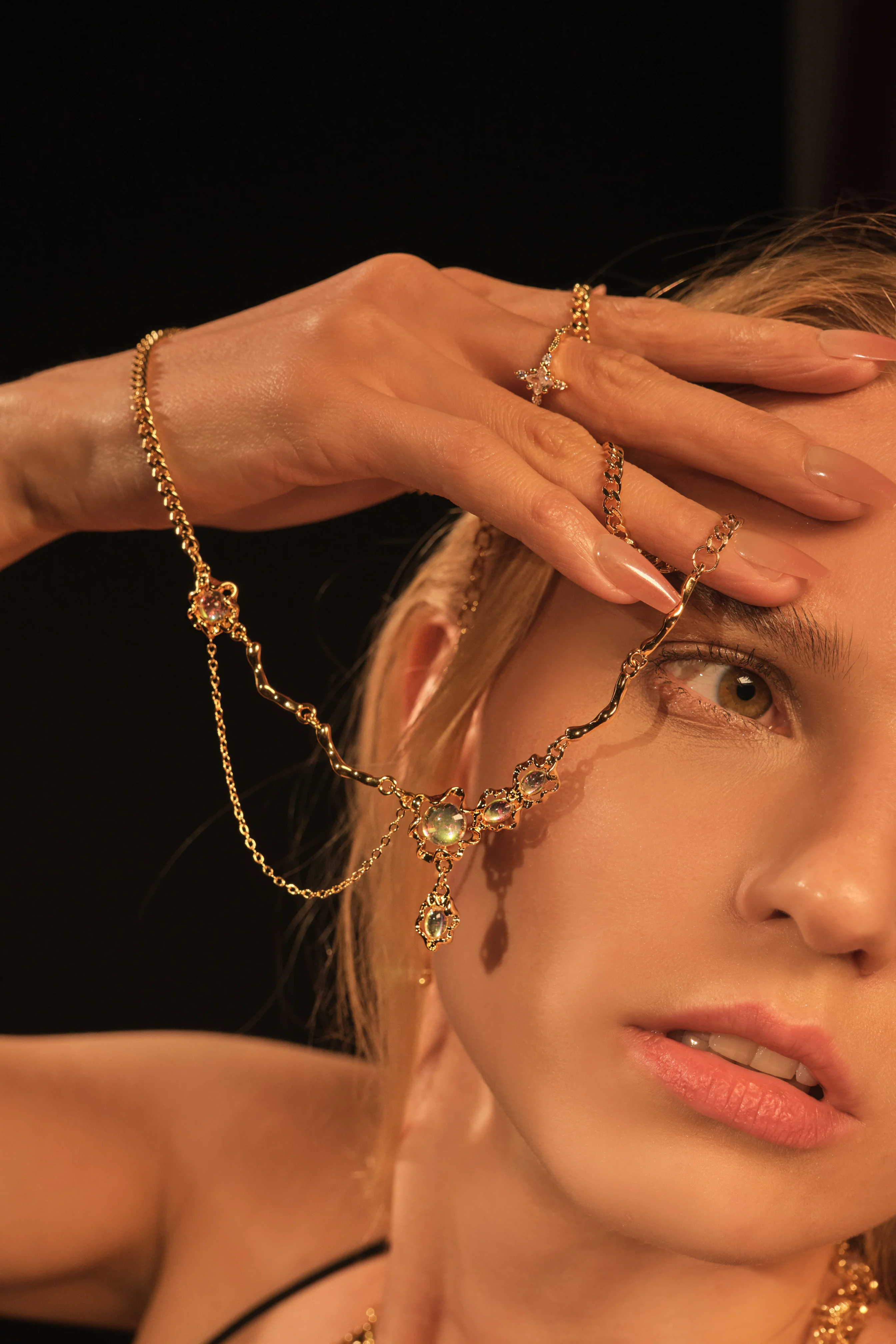 18K Real Gold Plated Opal Dangle Necklace - Image 10