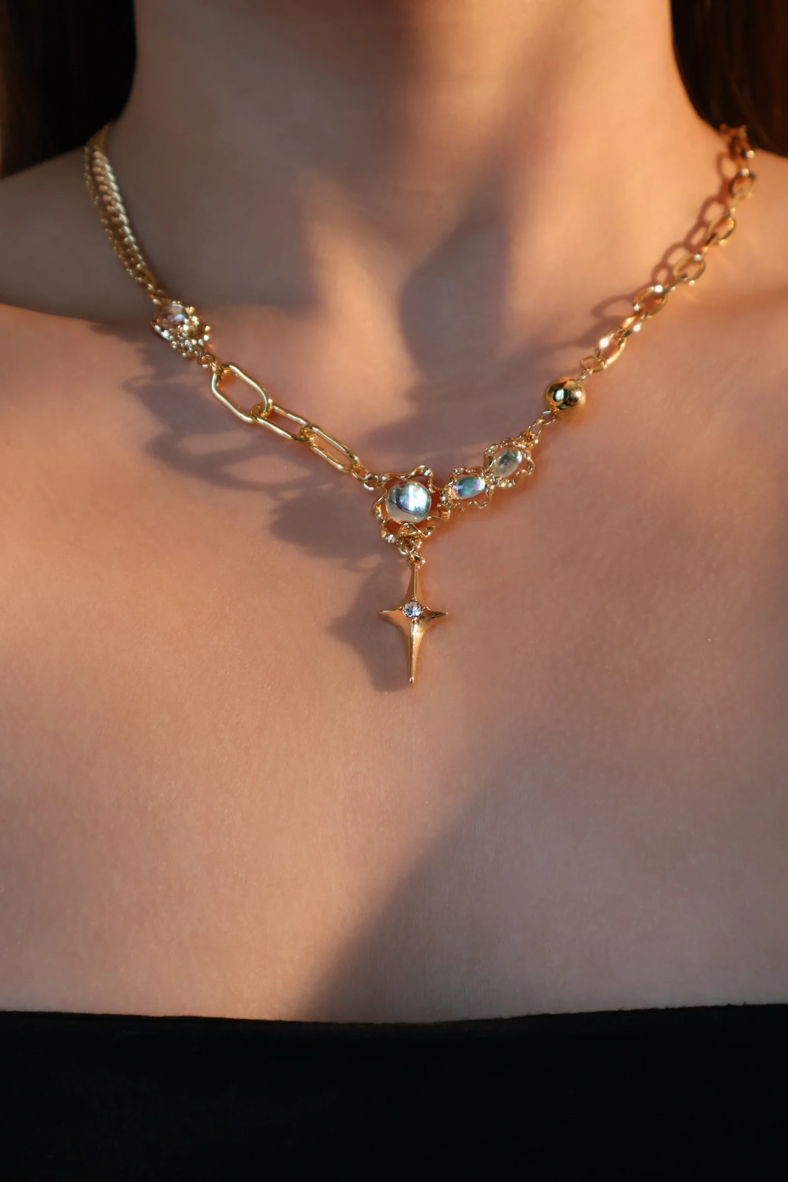 18K Real Gold Plated Opal Star Necklace - Image 3