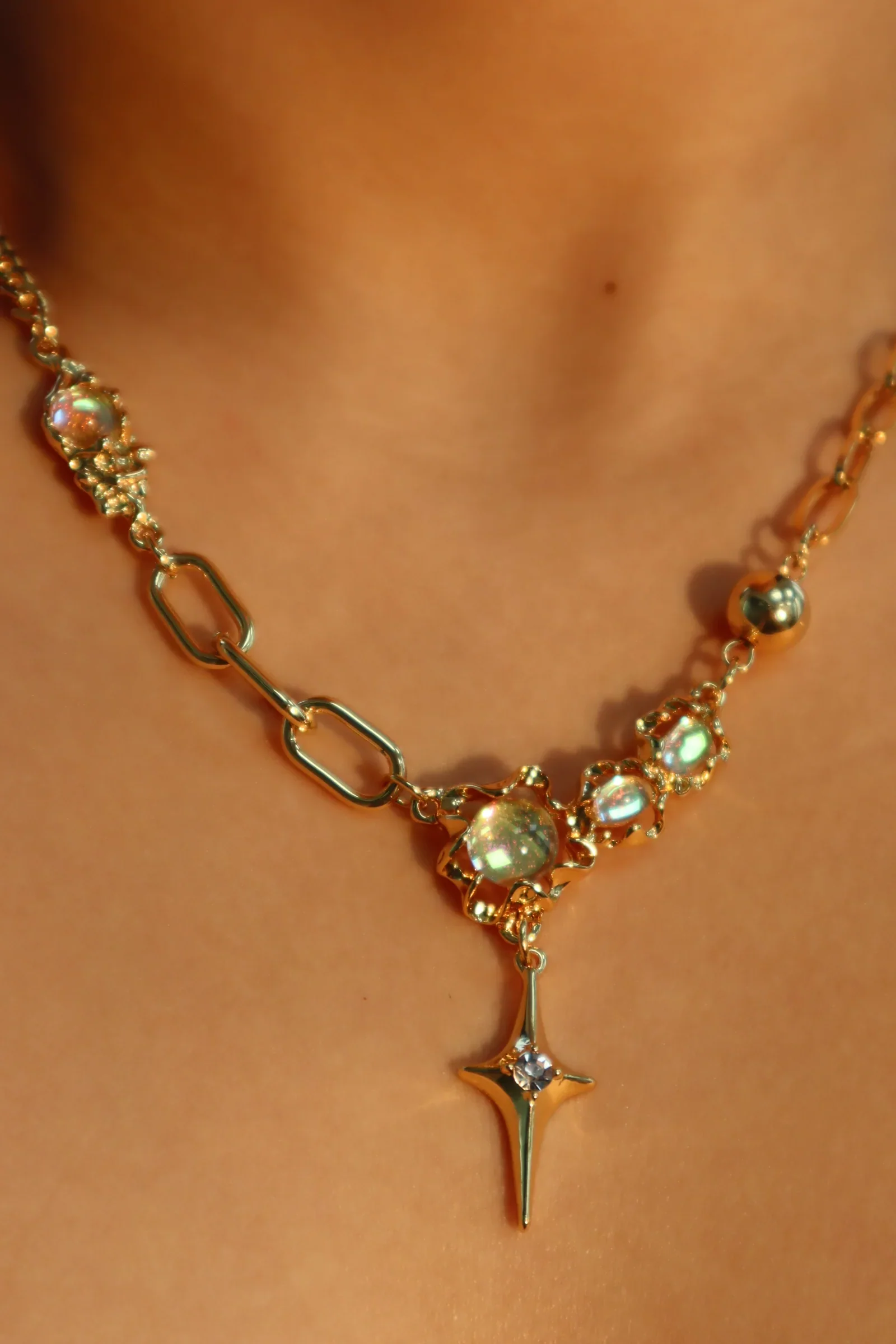 18K Real Gold Plated Opal Star Necklace - Image 6