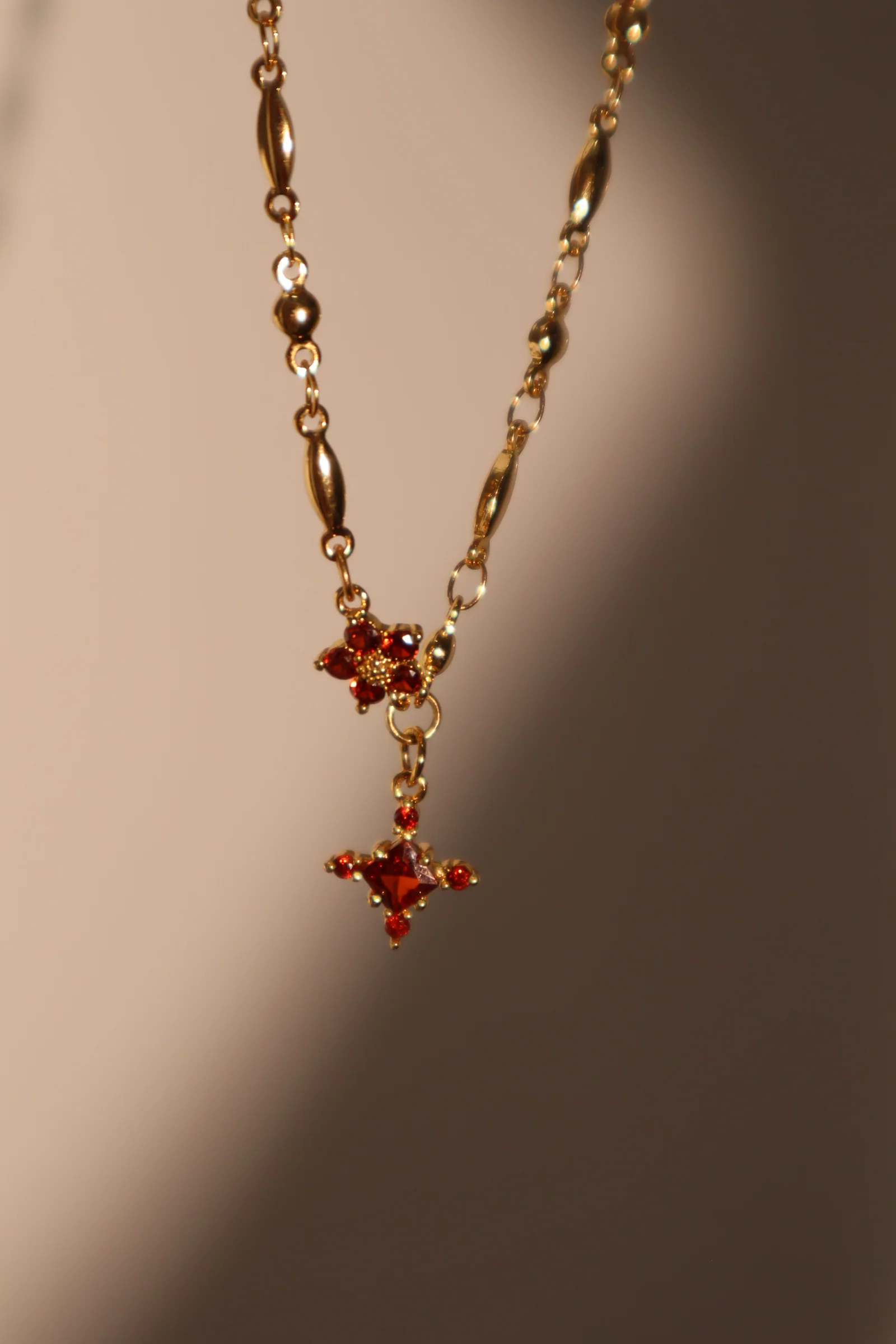 18K Real Gold Plated Garnet Starlight Necklace - Image 5