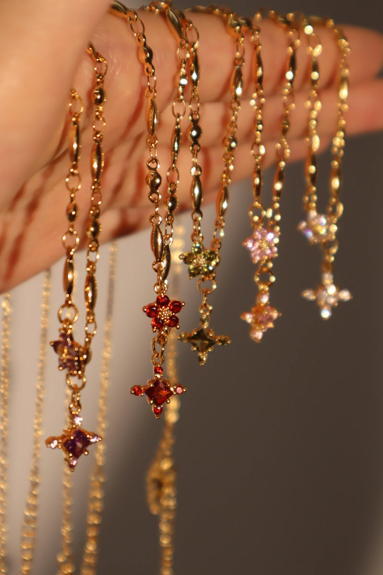 18K Real Gold Plated Garnet Starlight Necklace - Image 9