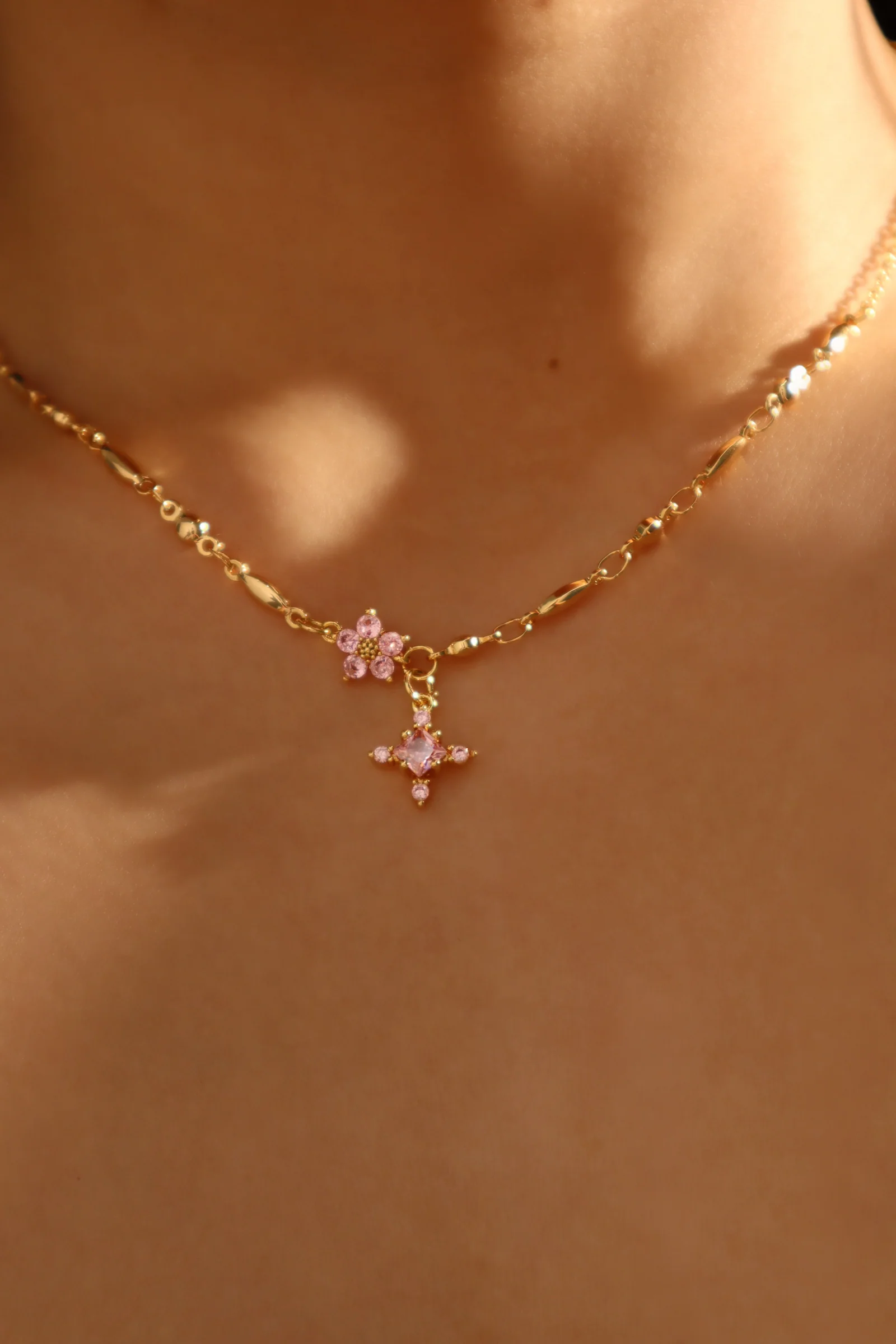 18K Real Gold Plated Pink Starlight Necklace - Image 3
