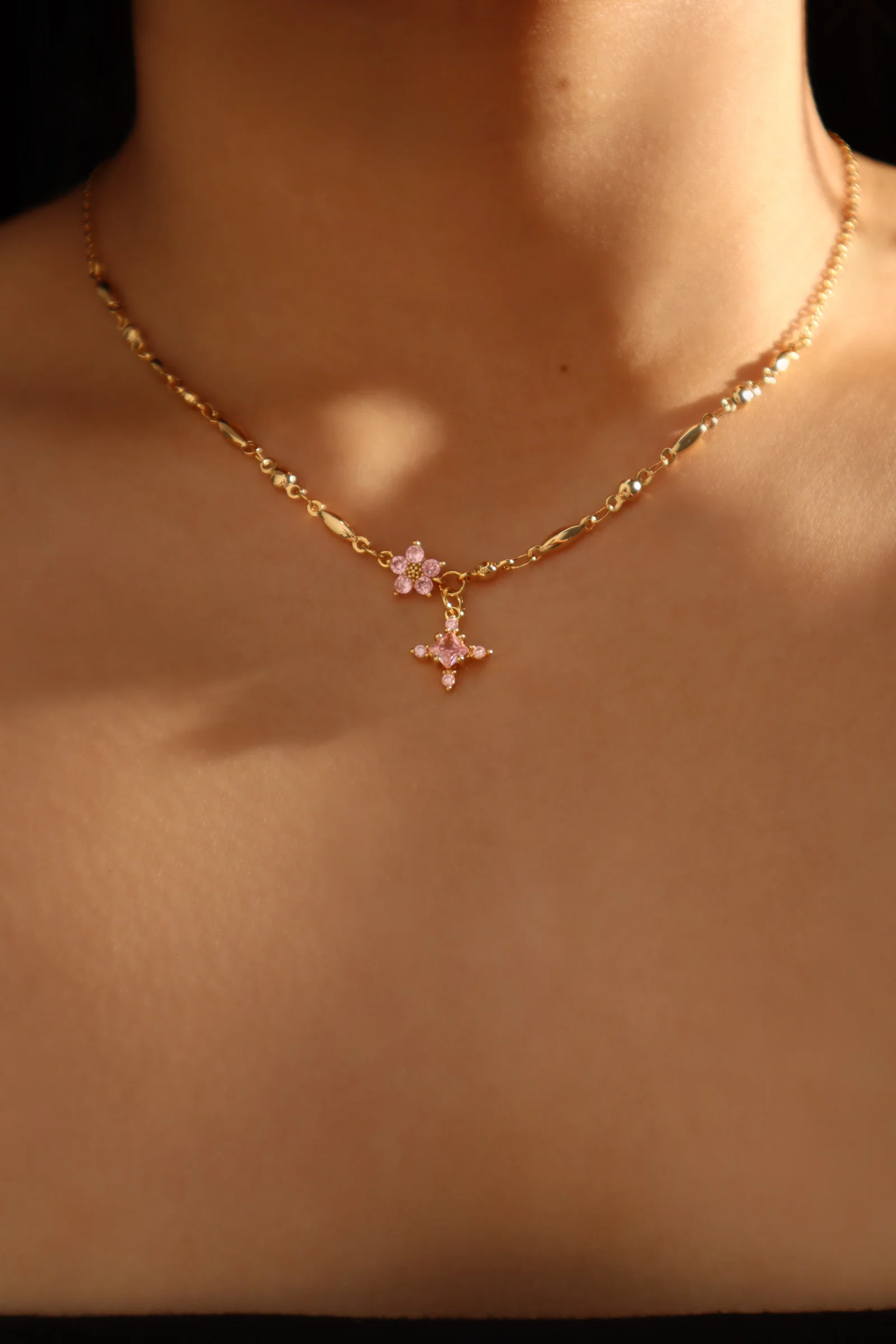 18K Real Gold Plated Pink Starlight Necklace - Image 4