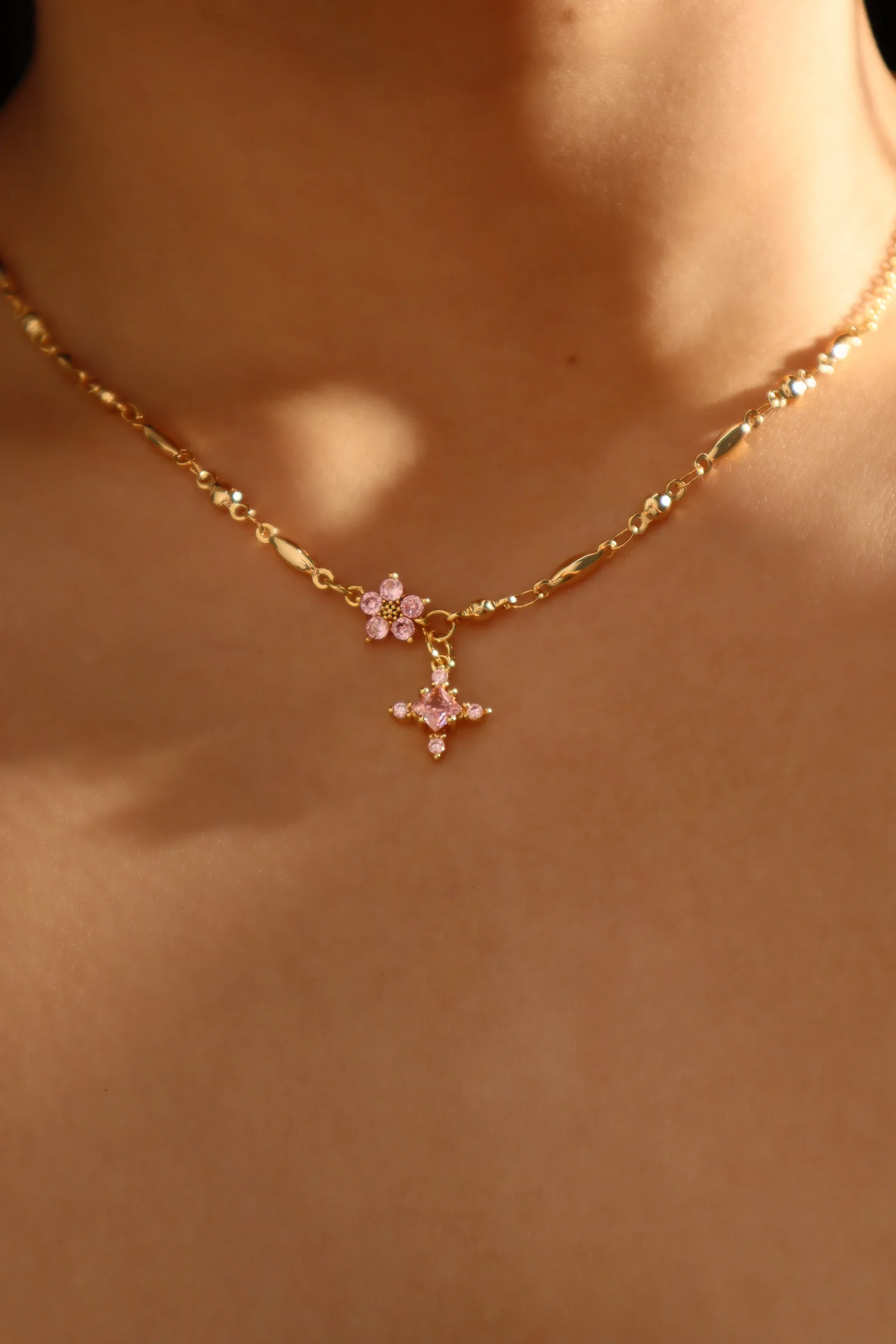 18K Real Gold Plated Pink Starlight Necklace - Image 5