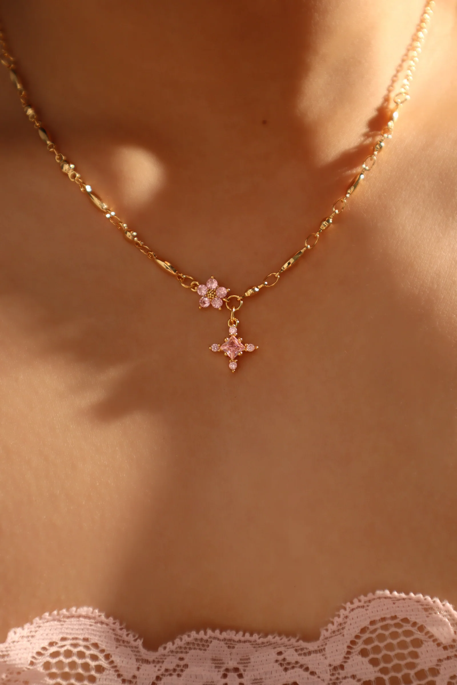 18K Real Gold Plated Pink Starlight Necklace - Image 6