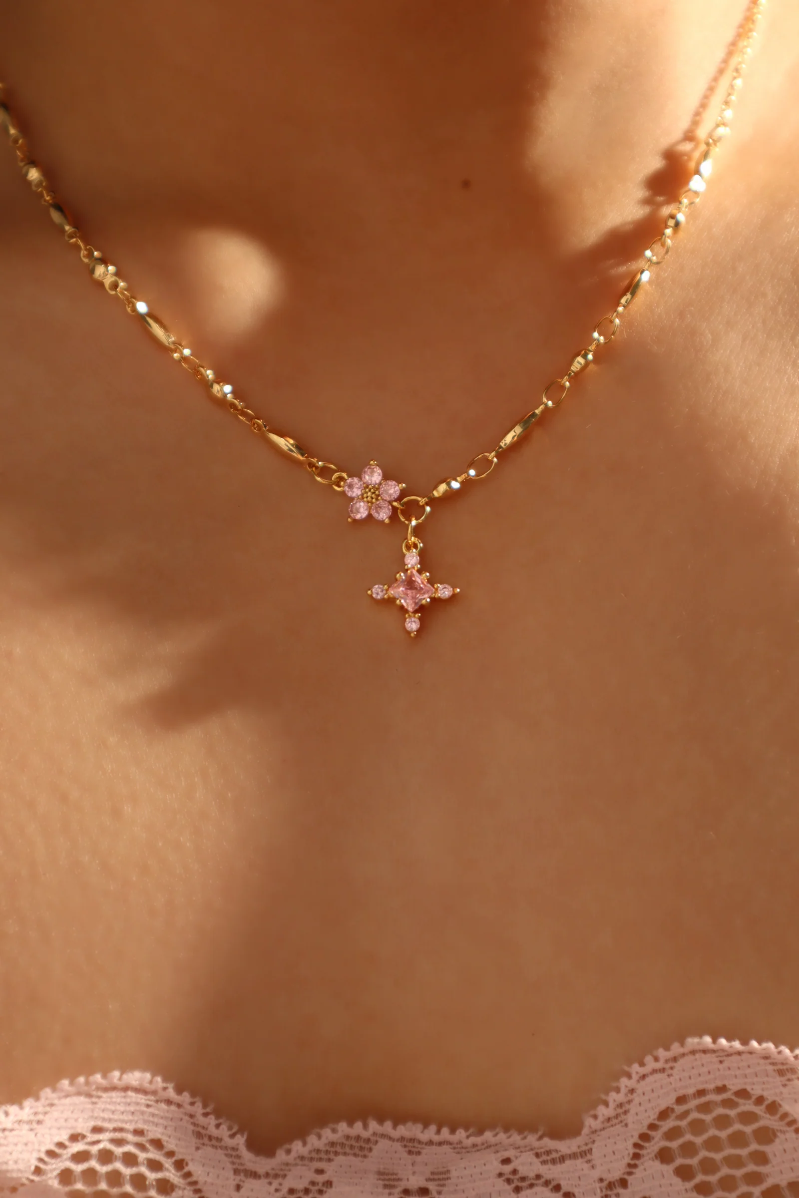 18K Real Gold Plated Pink Starlight Necklace - Image 7