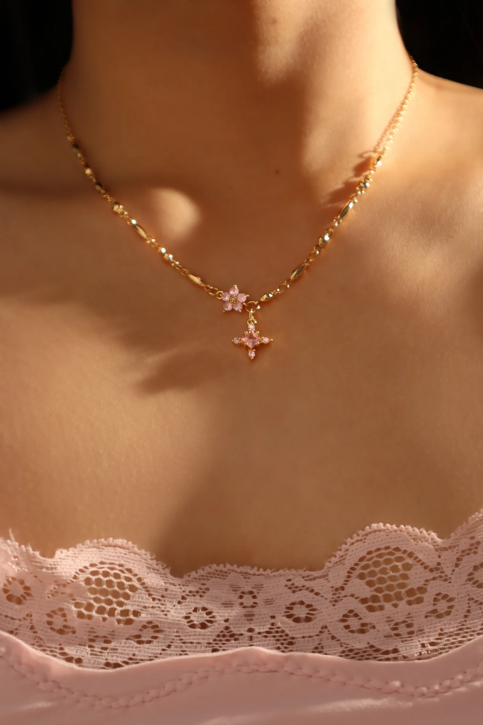 18K Real Gold Plated Pink Starlight Necklace - Image 8