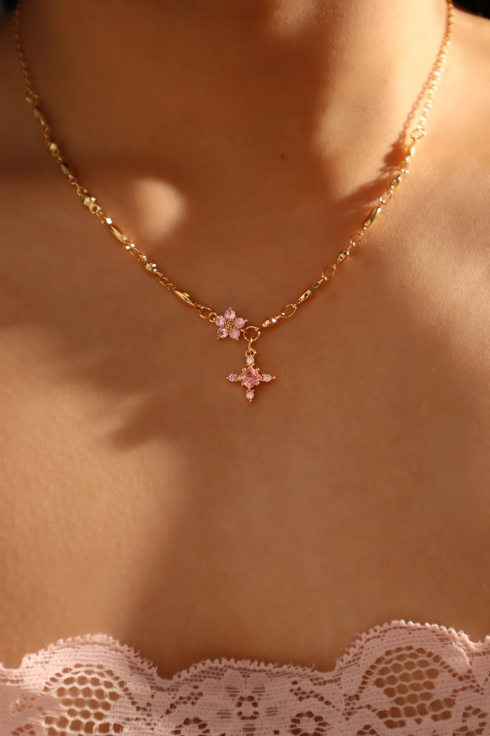 18K Real Gold Plated Pink Starlight Necklace - Image 9